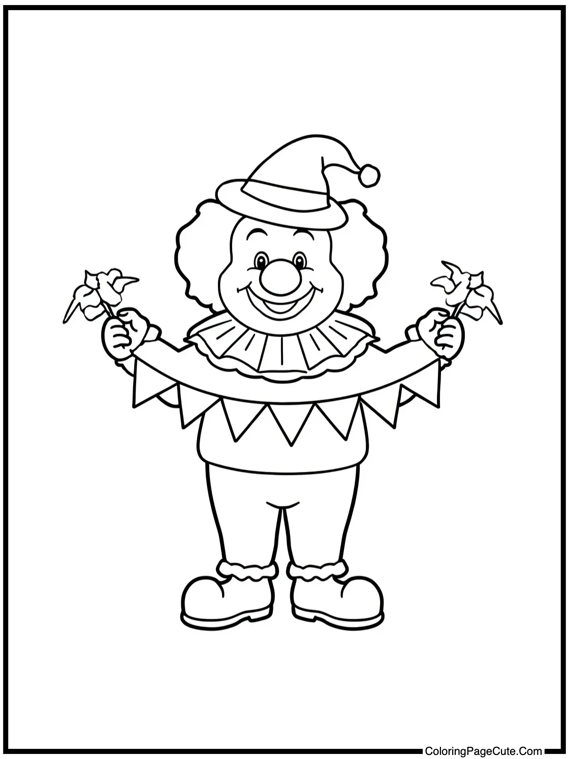  holding a festive banner