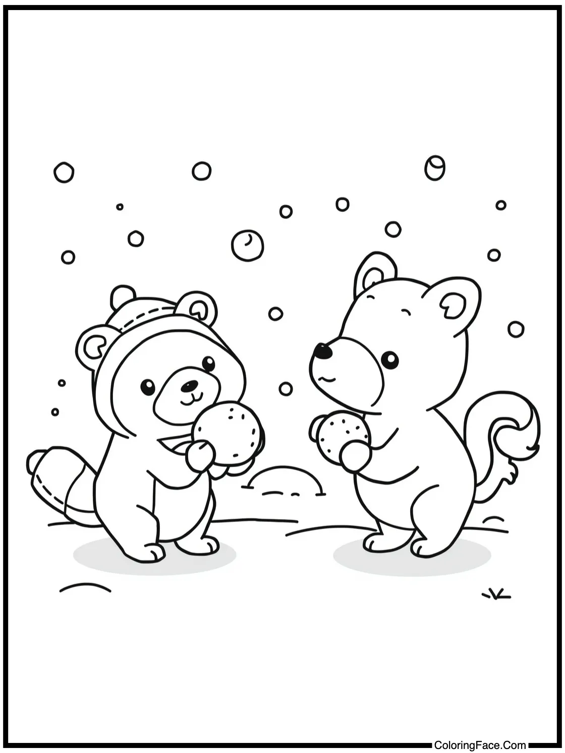 having a snowball fight