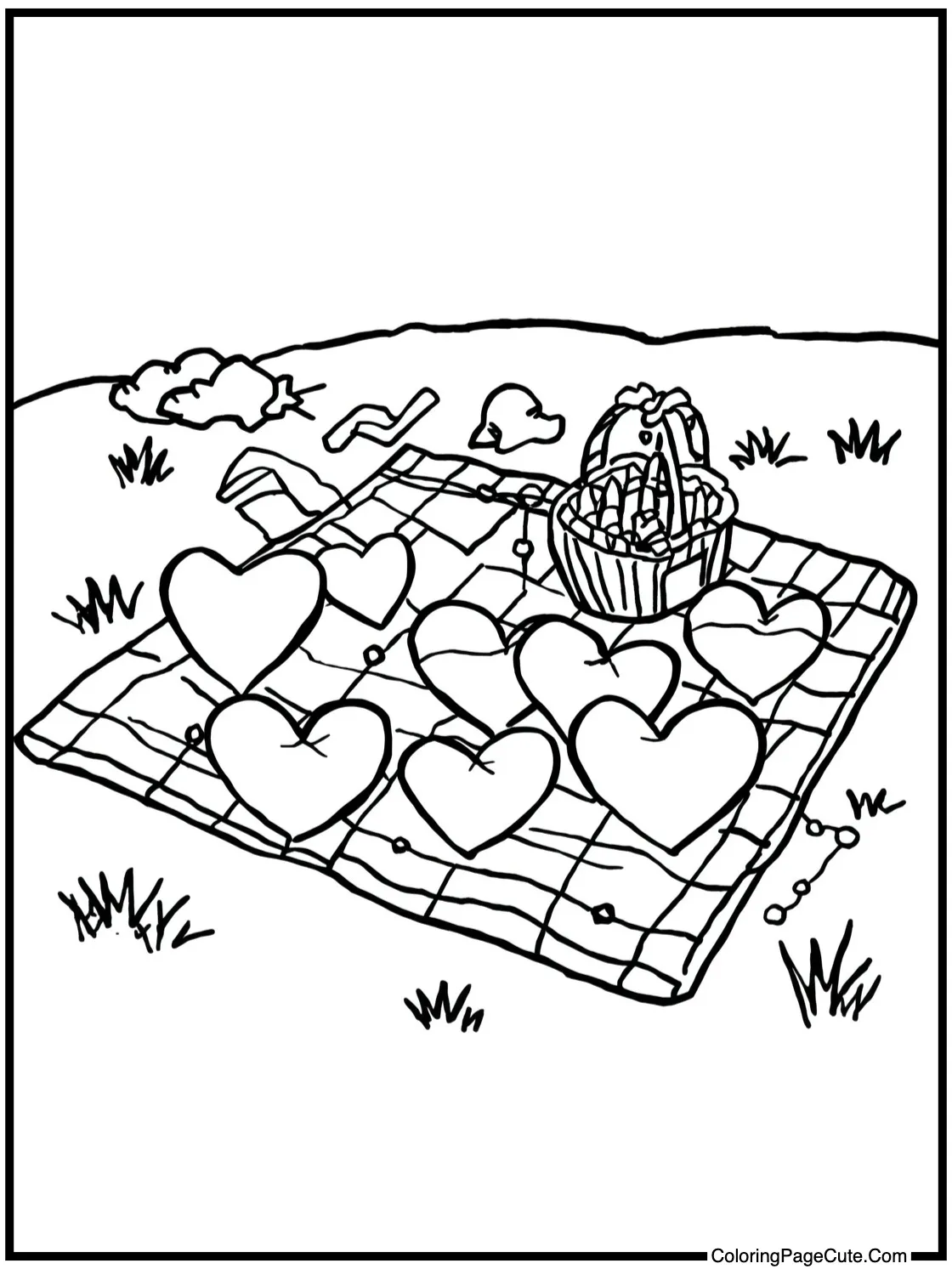 on a picnic blanket.