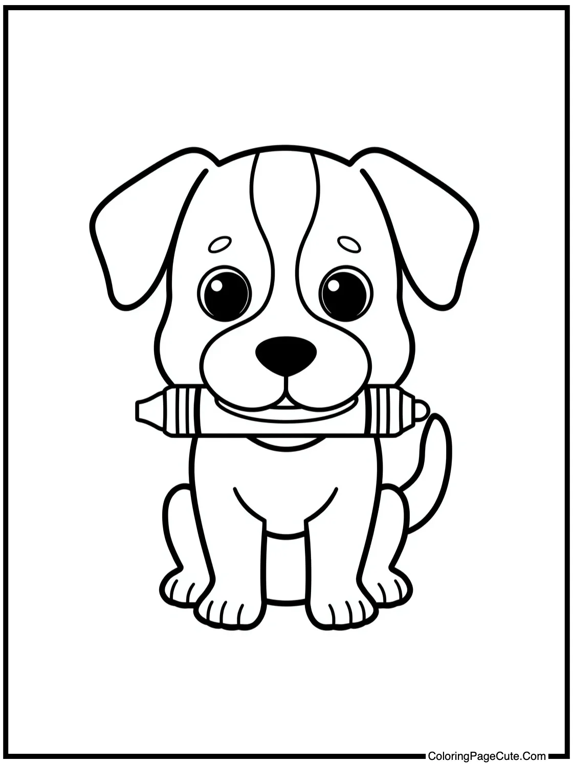 A Dog with a Crayon in its mouth