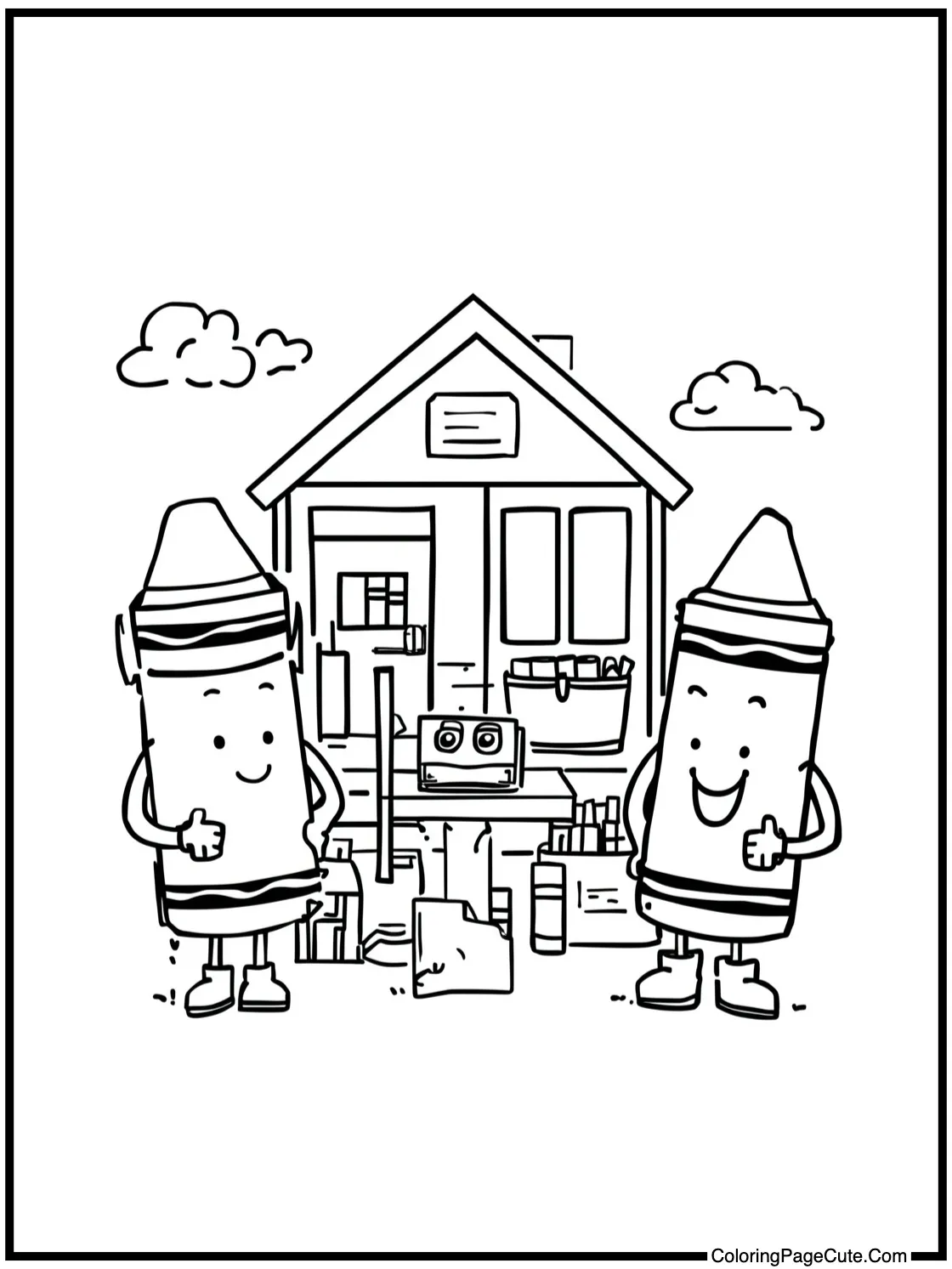 Crayon Characters at School