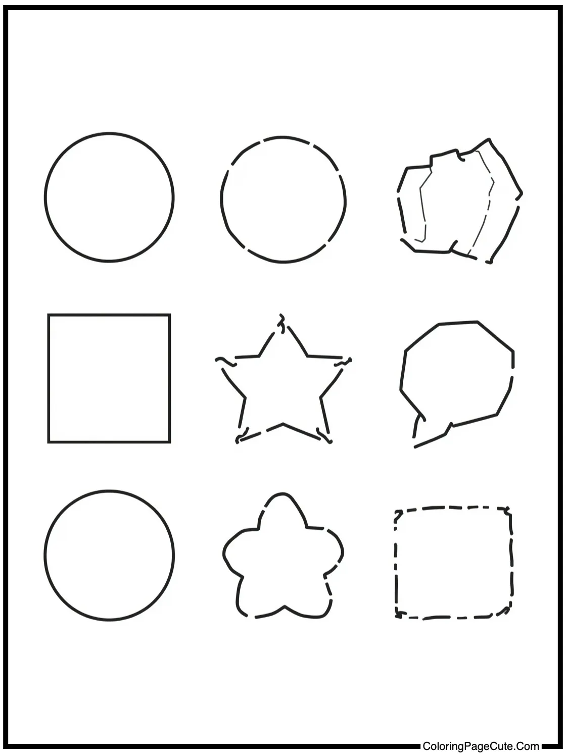 A Page of Shapes (for coloring)