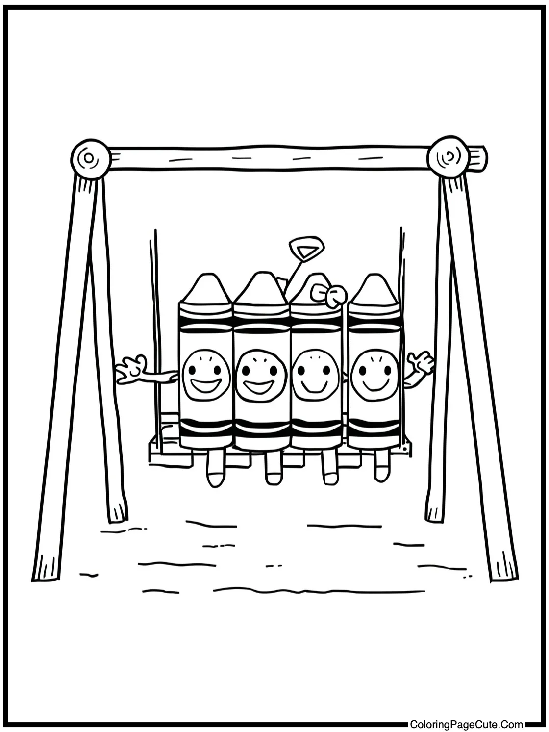 Crayon Characters on a Swing