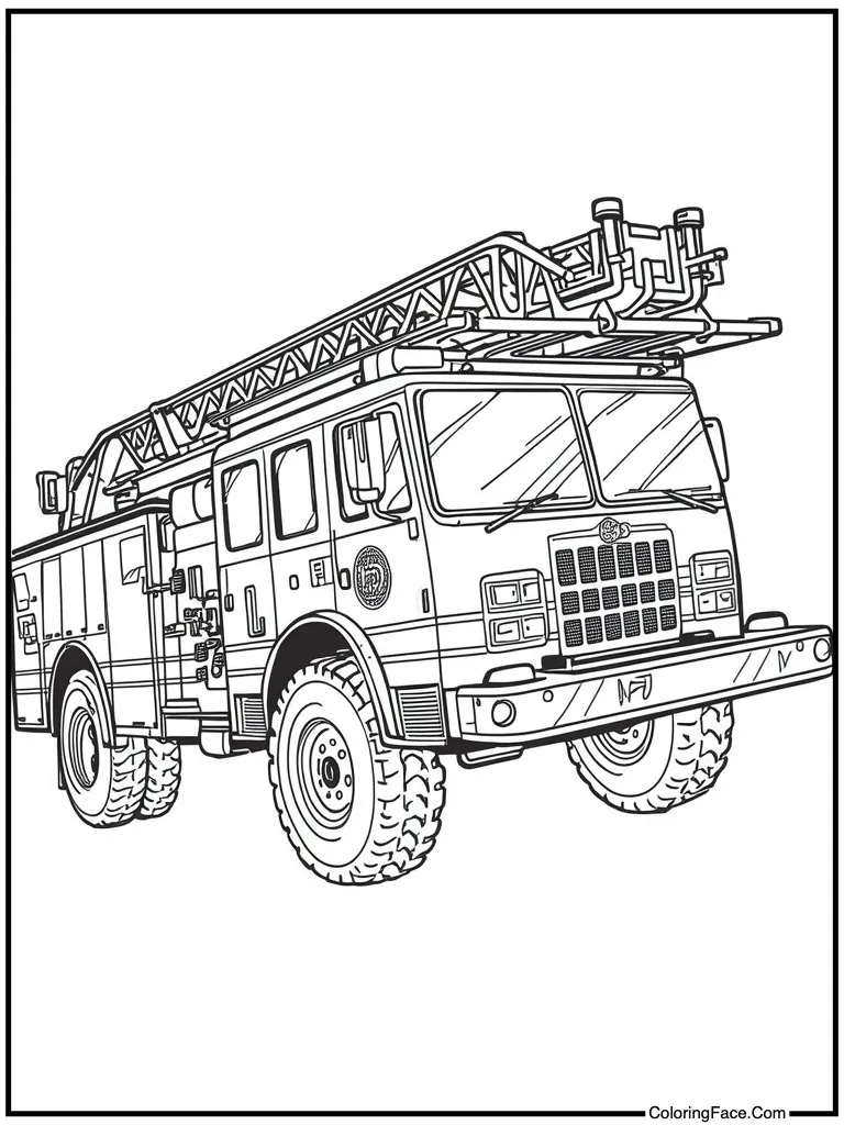 Red fire truck zooming