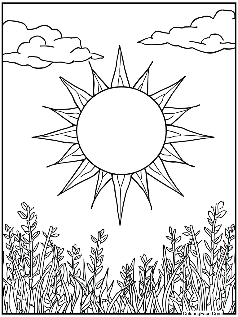 Yellow sun shining down