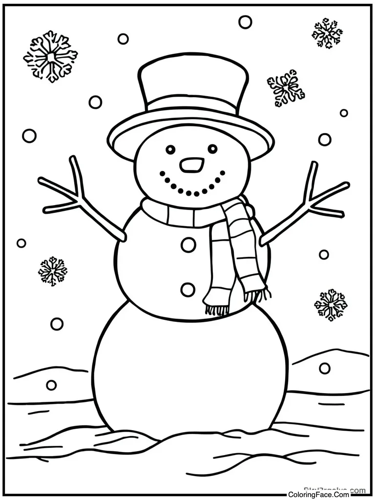 White snowman in winter