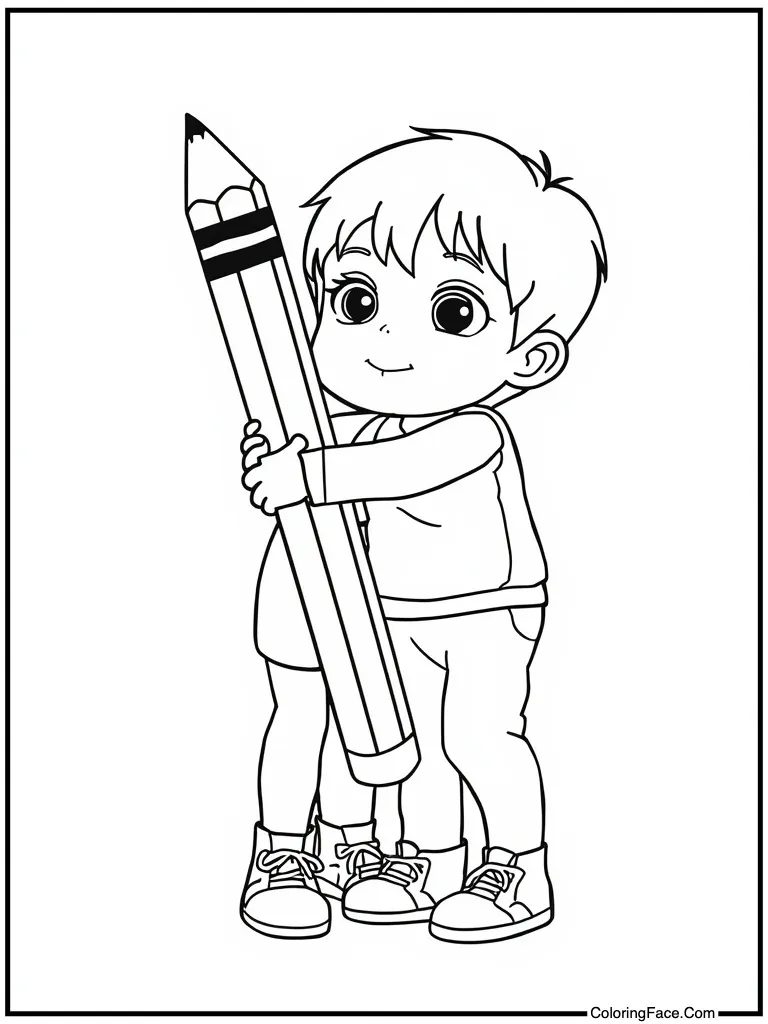 Pencil figure giving hug