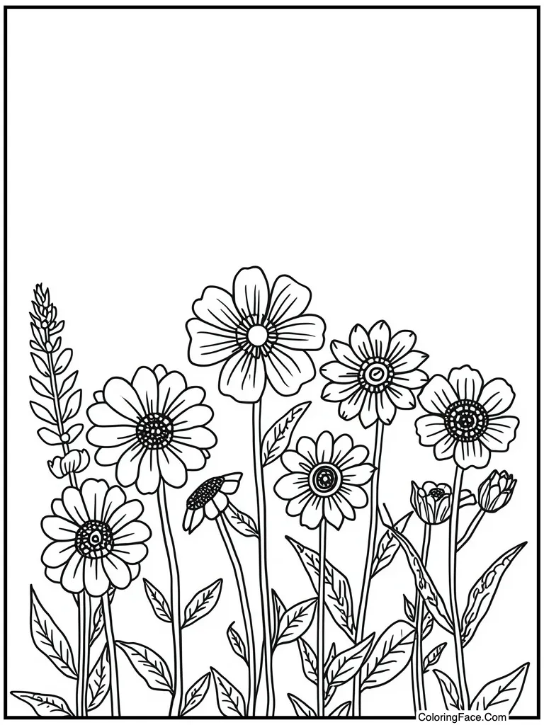 Flowers blooming in row