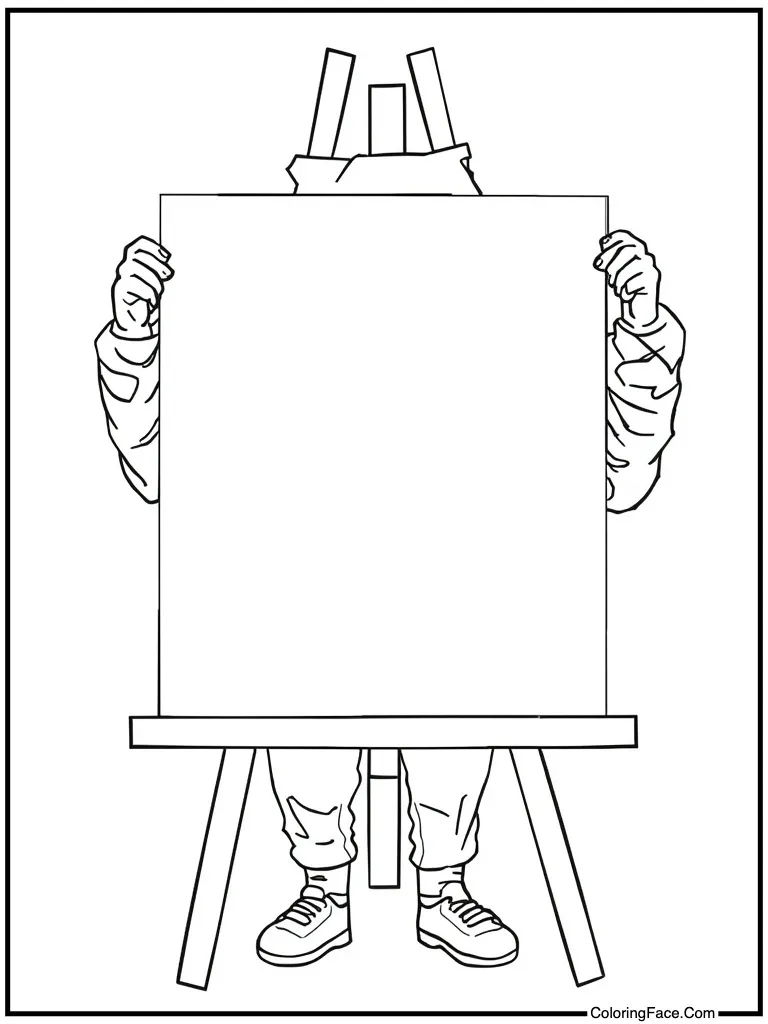 Easel holding blank canvas