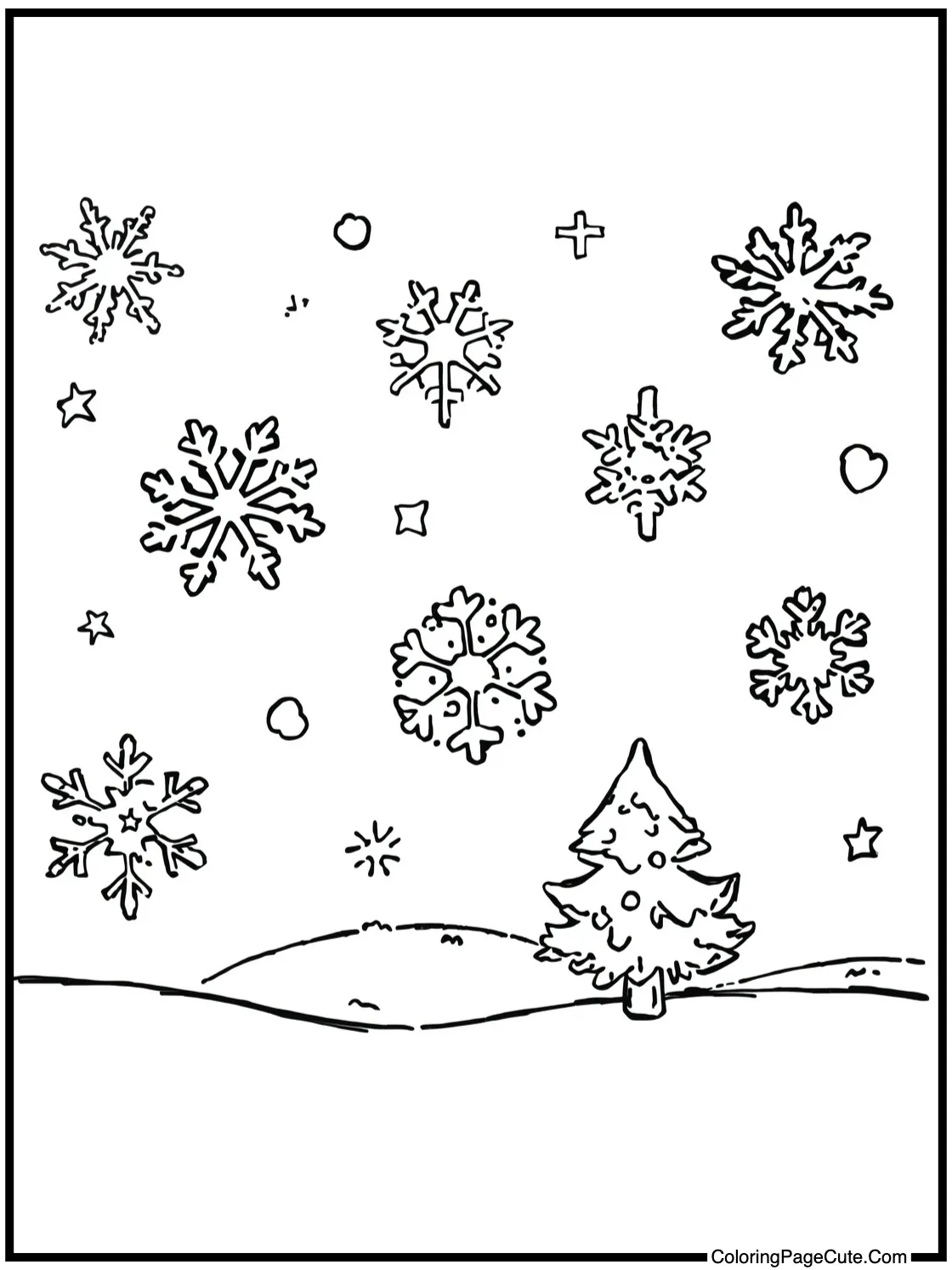 sparkling snowflakes falling