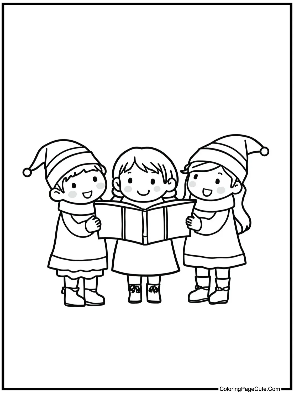 happy caroling friends