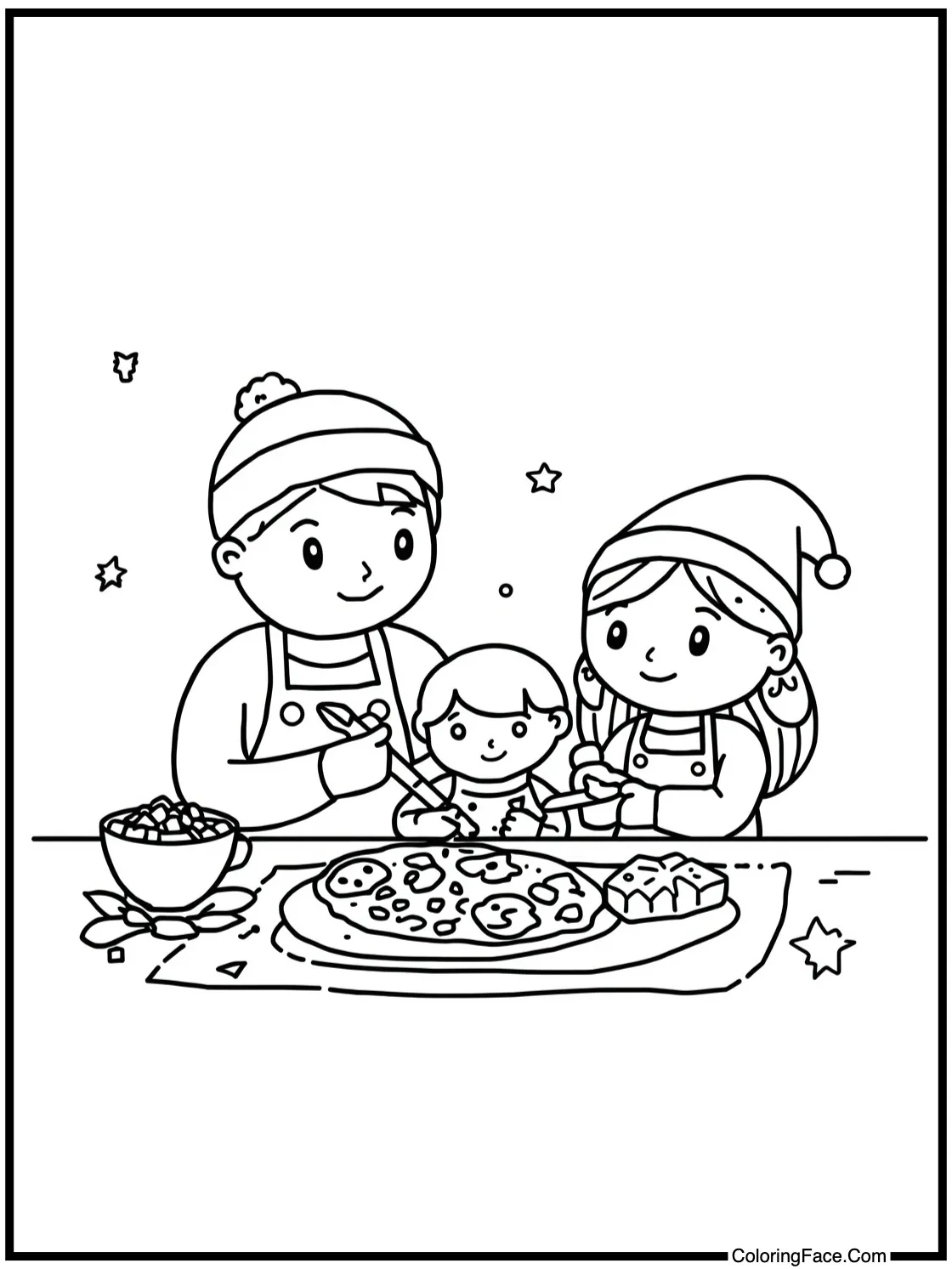 family baking cookies