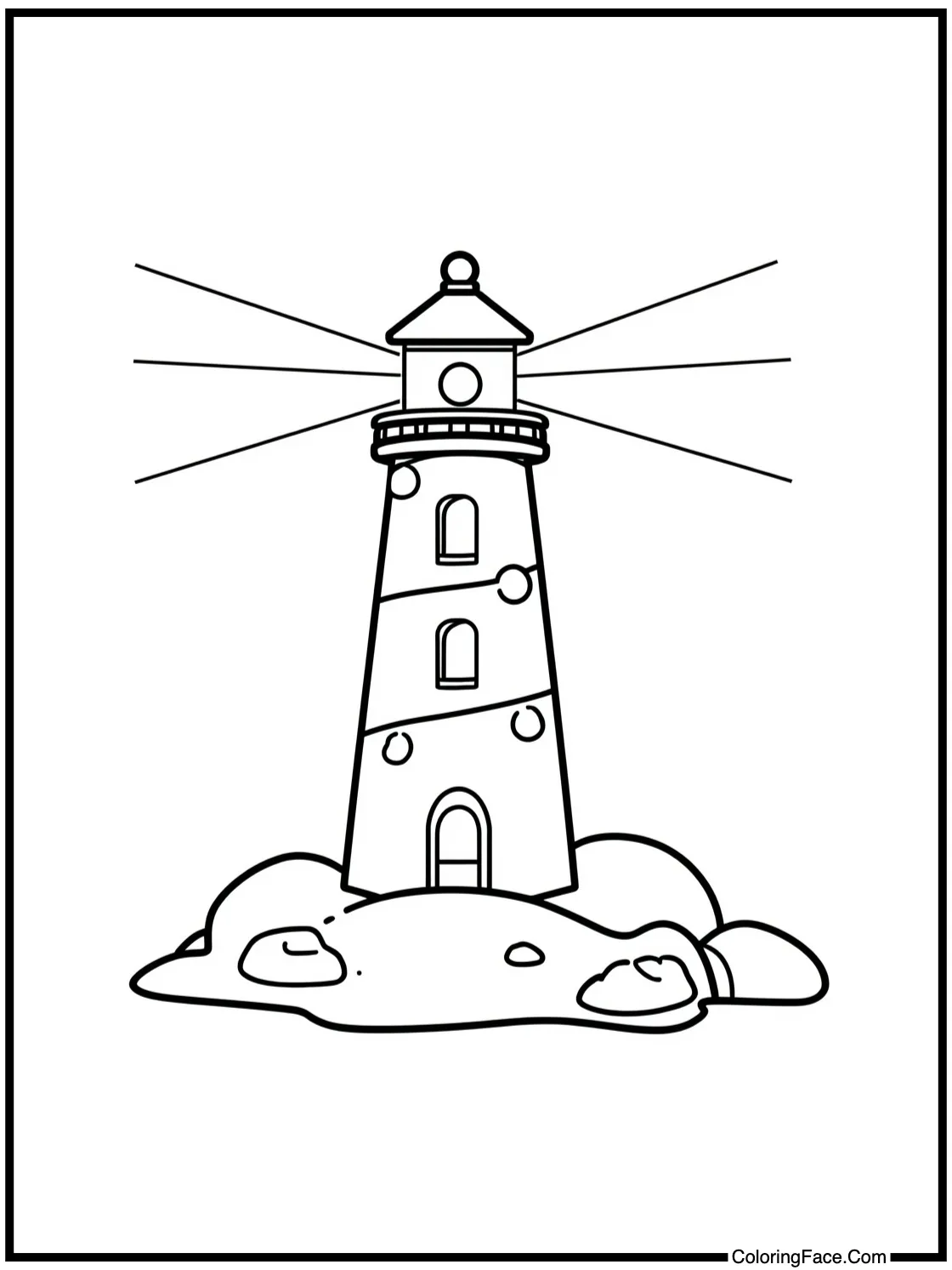 with a shining lighthouse.