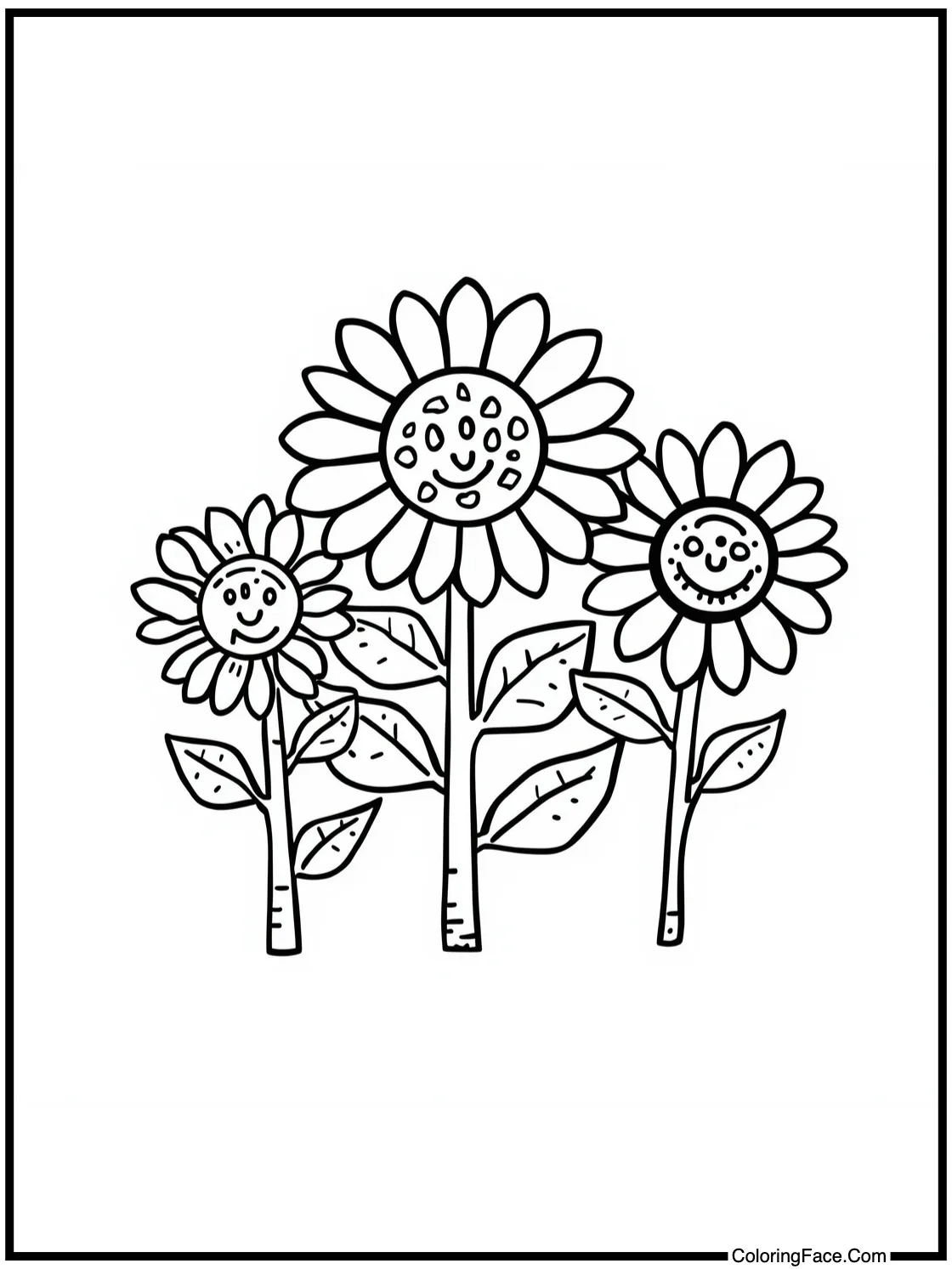 happy sunflowers blooming