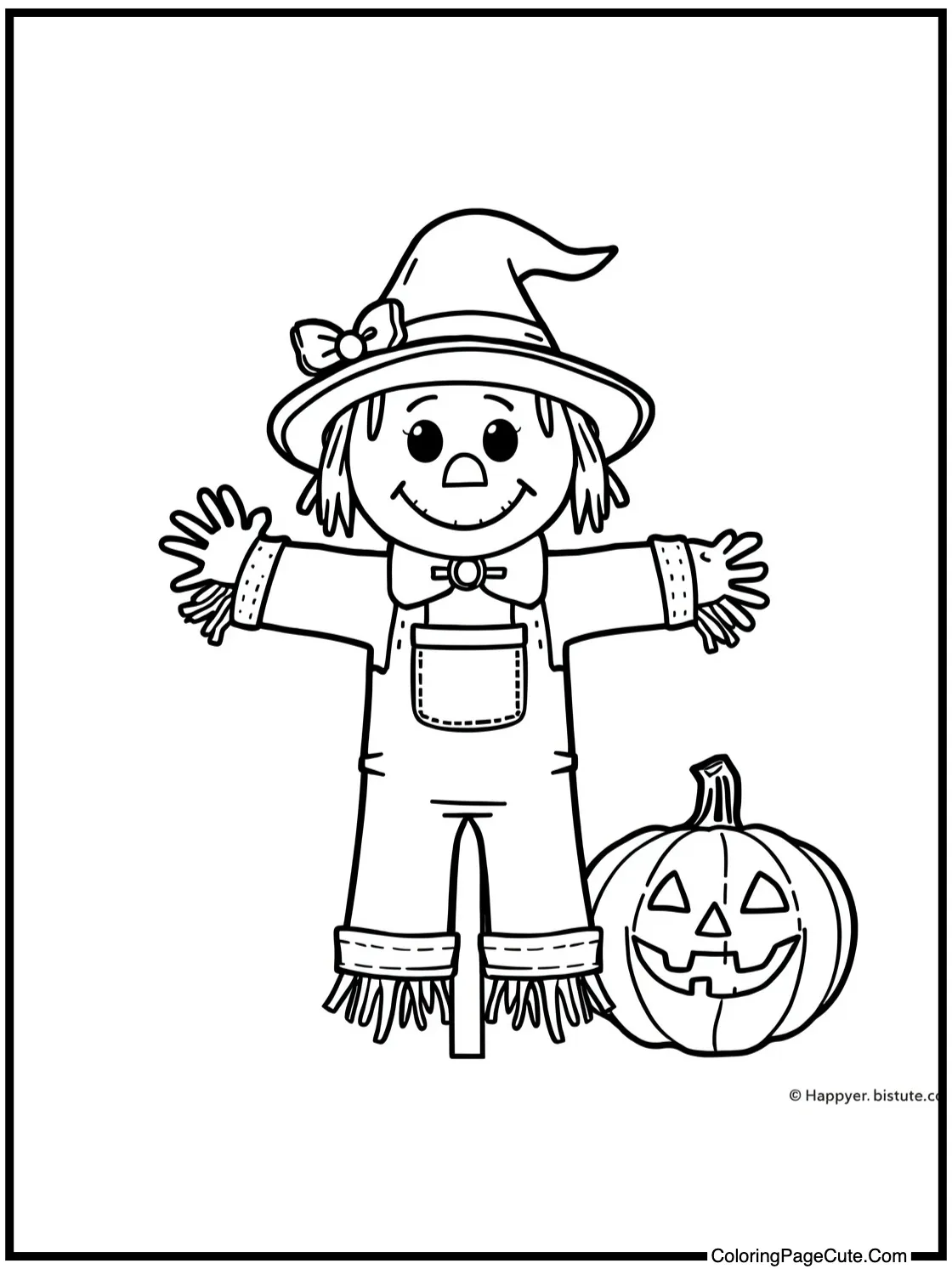 friendly scarecrow waving