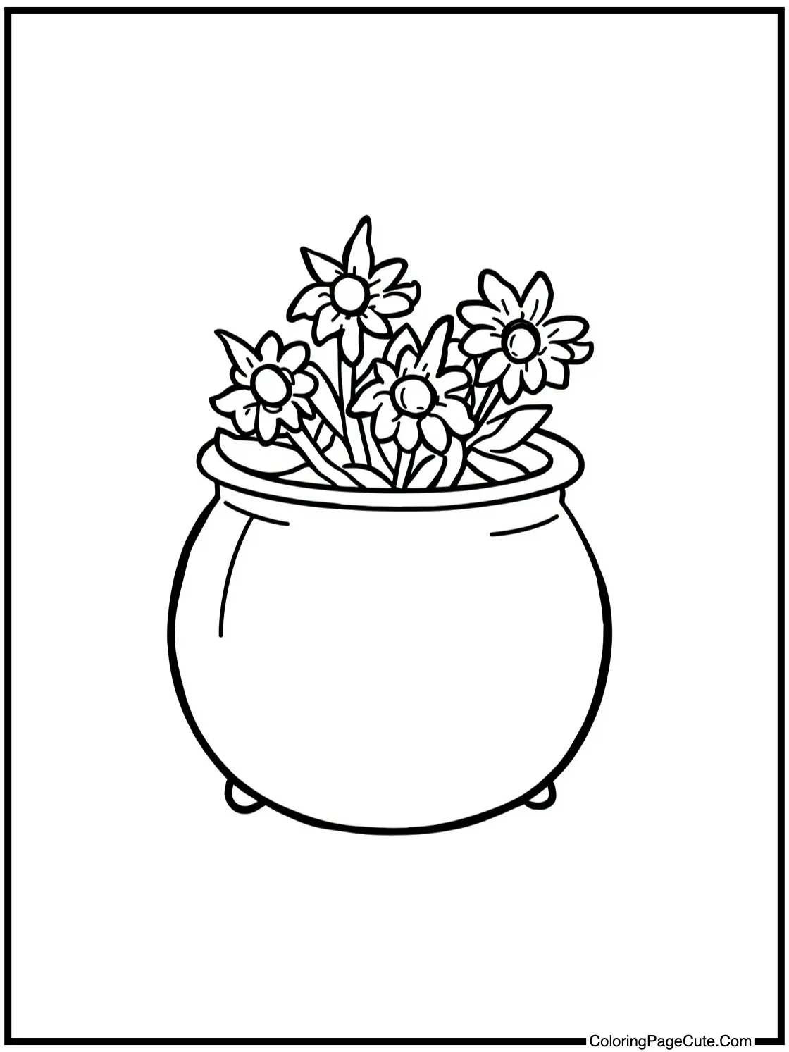 cauldron with flowers