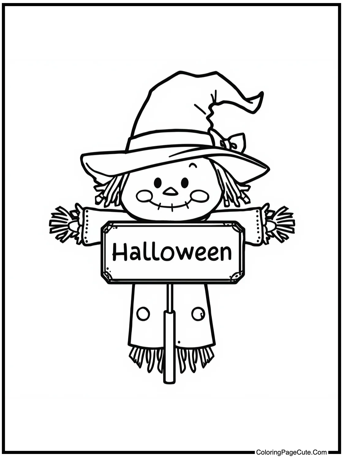 scarecrow holding sign