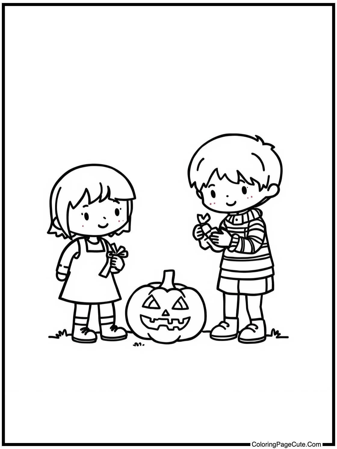 children collecting treats