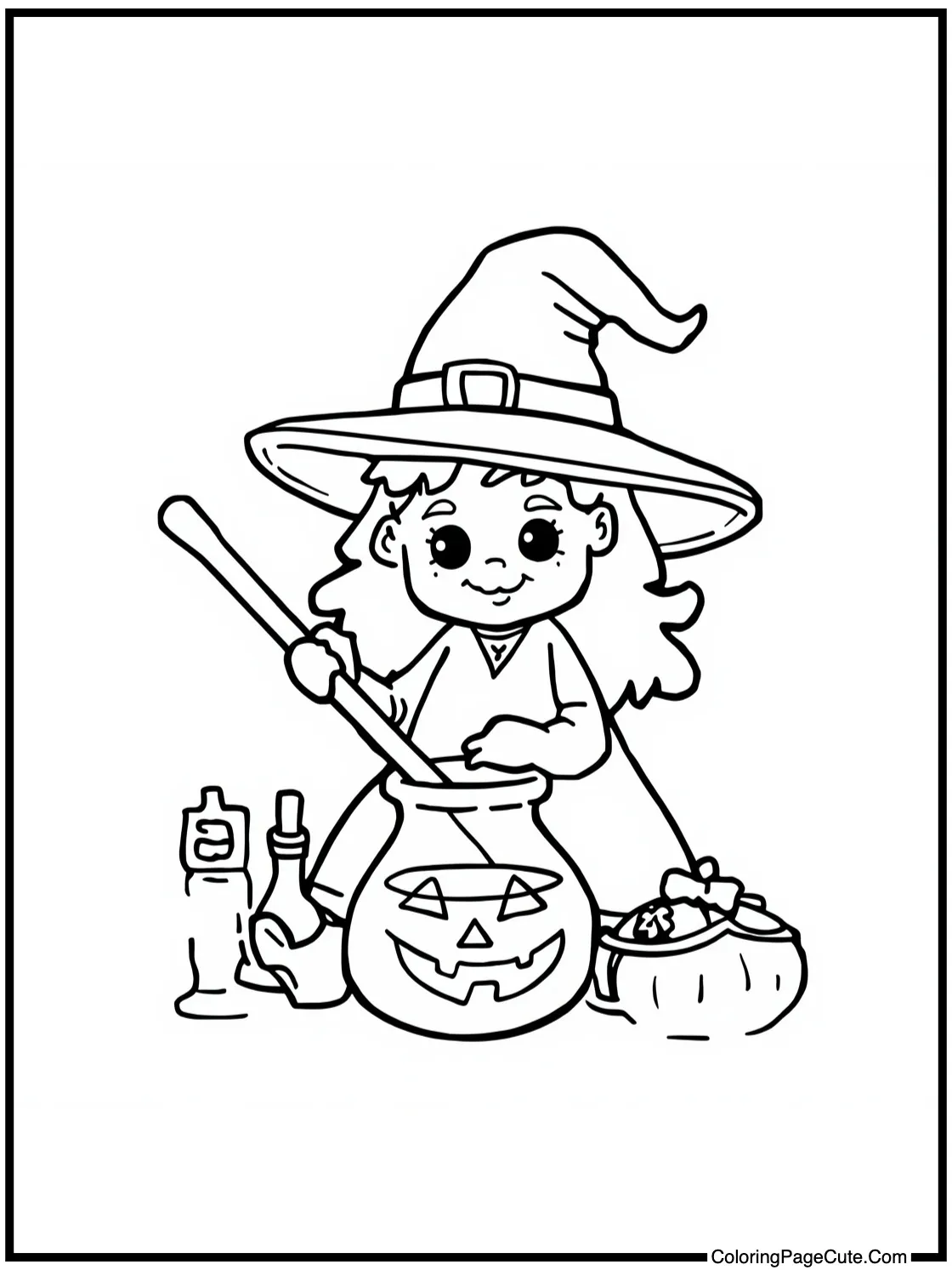 witch stirring potion