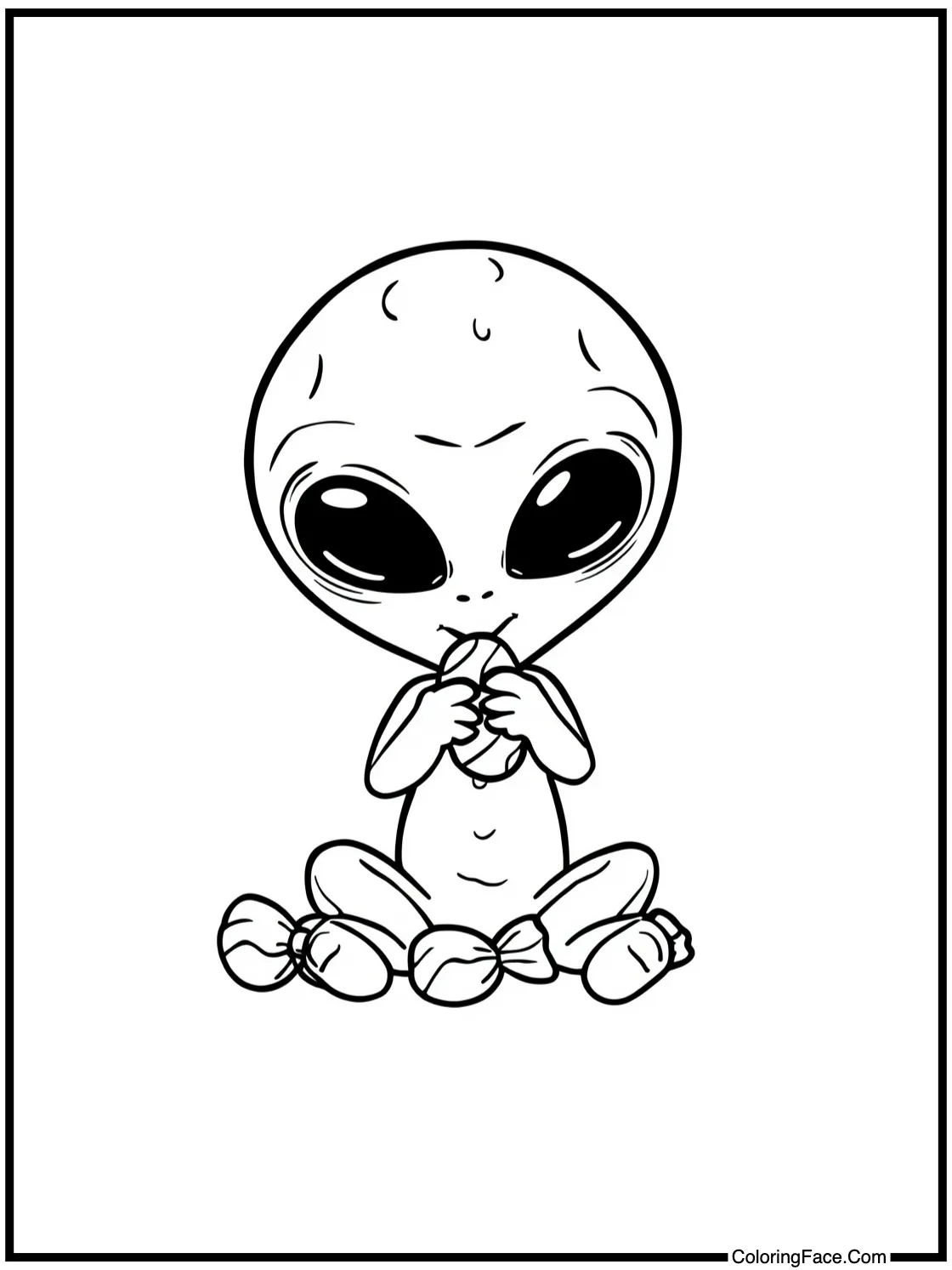 alien enjoying candy