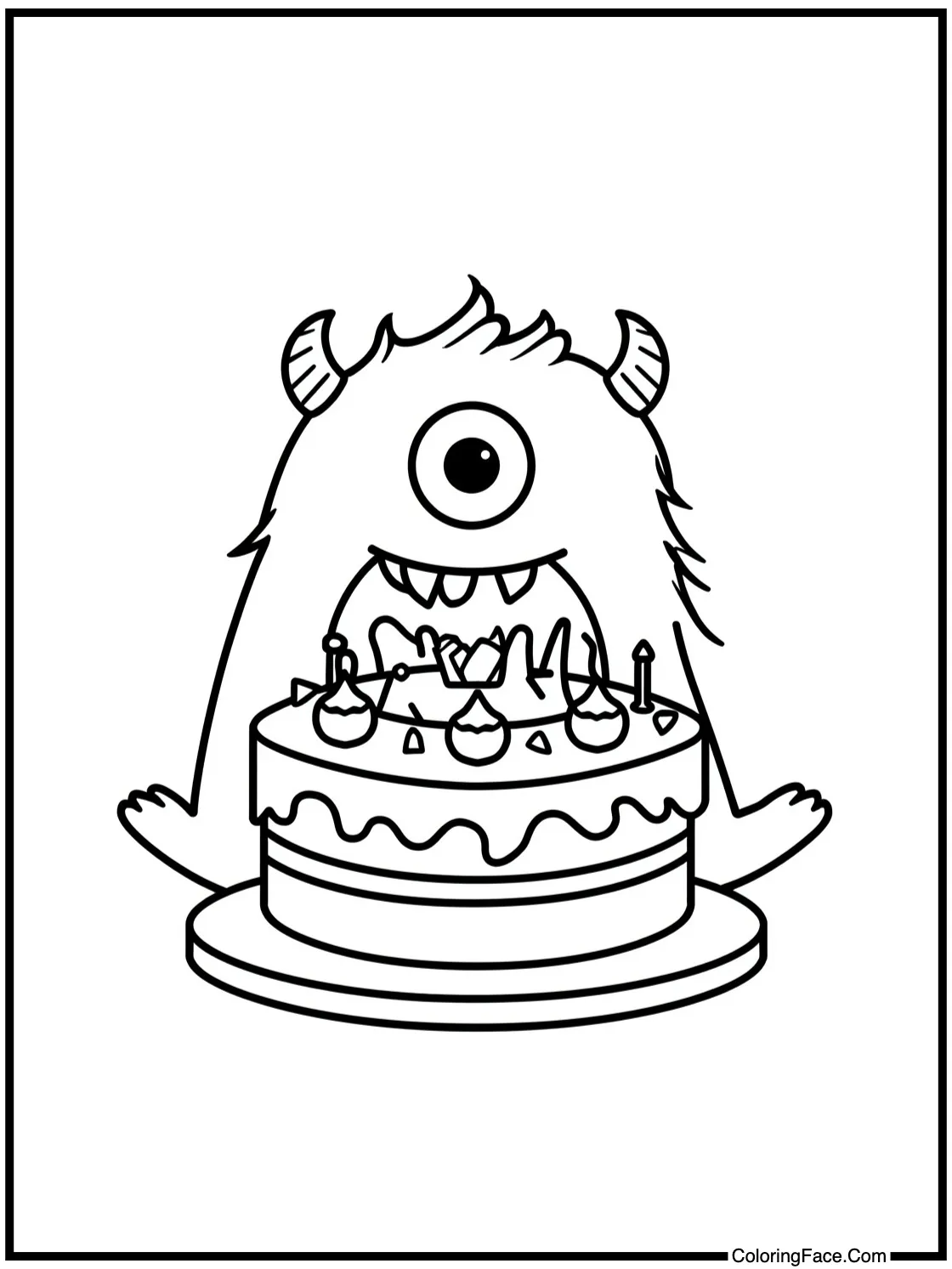 monster eating cake