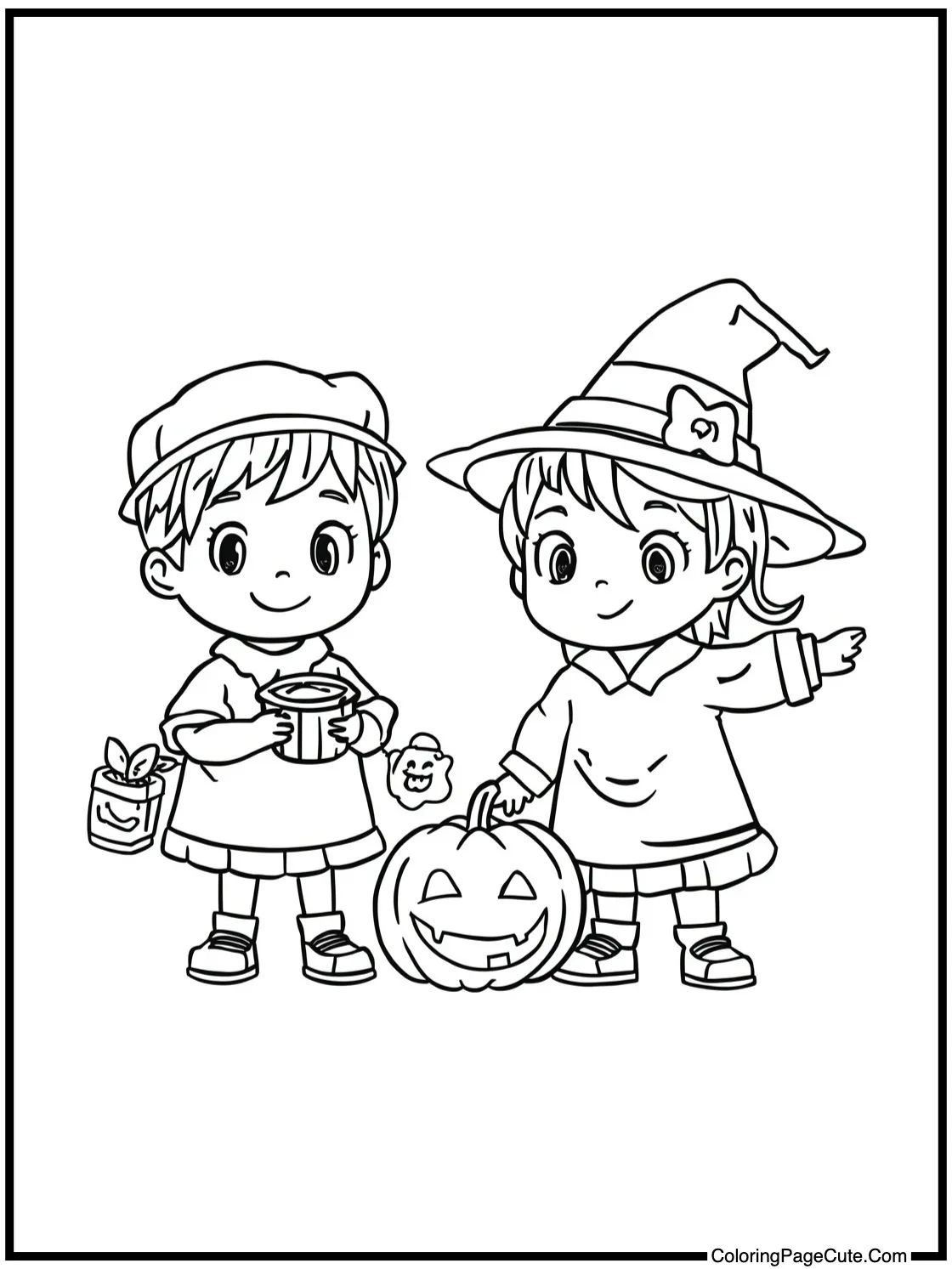 happy trick-or-treaters