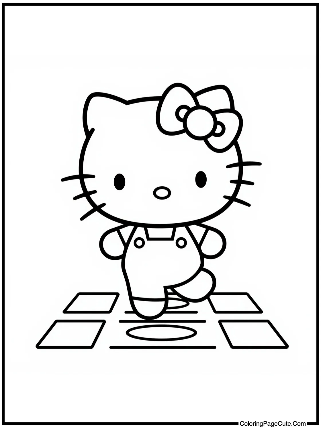 playing hopscotch happily