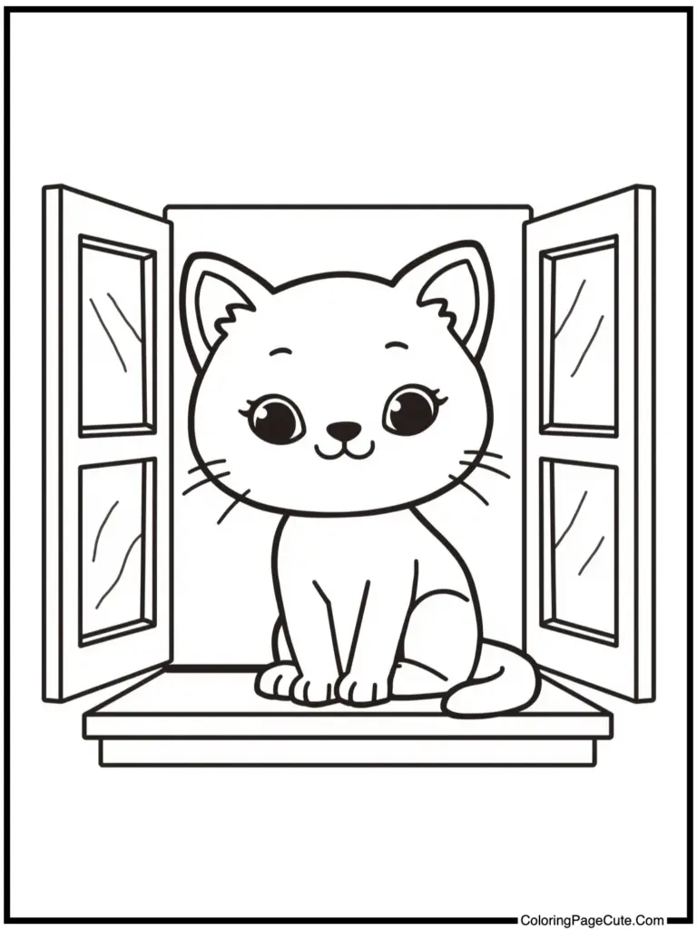 Cute Kitten Coloring Pages For Kids