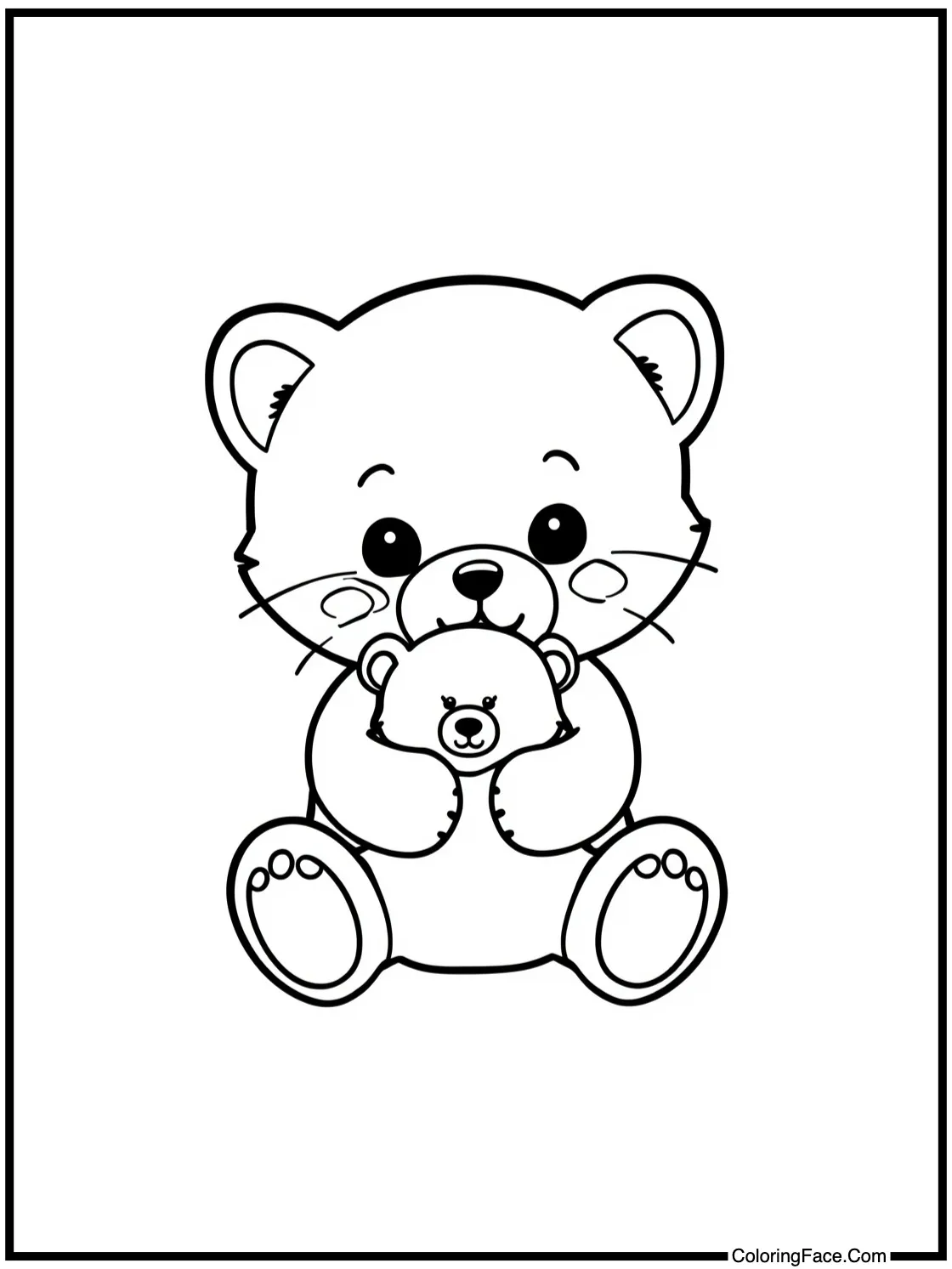 cuddling a teddy bear