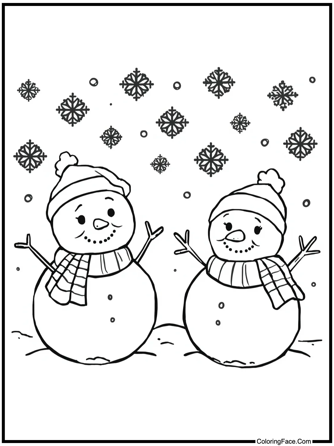 with cheerful snowmen