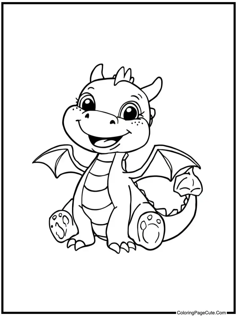 Cute dragon coloring pages