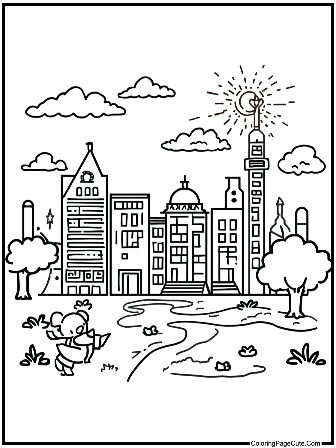 of peaceful city scene