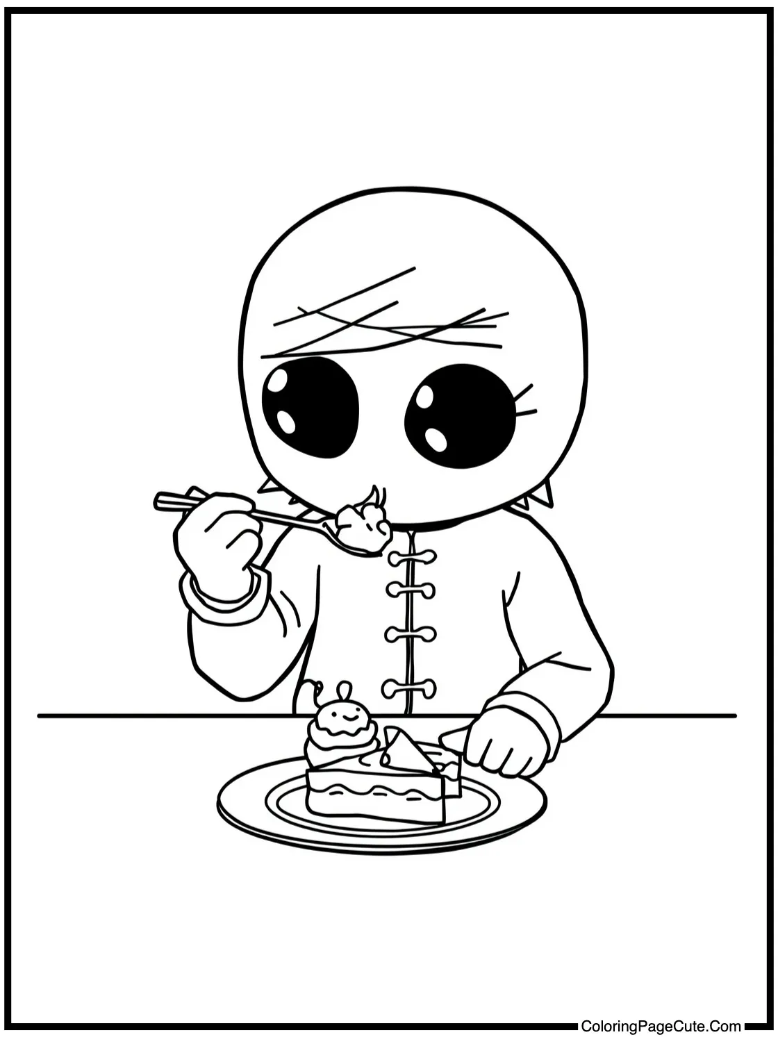 Mello enjoying dessert