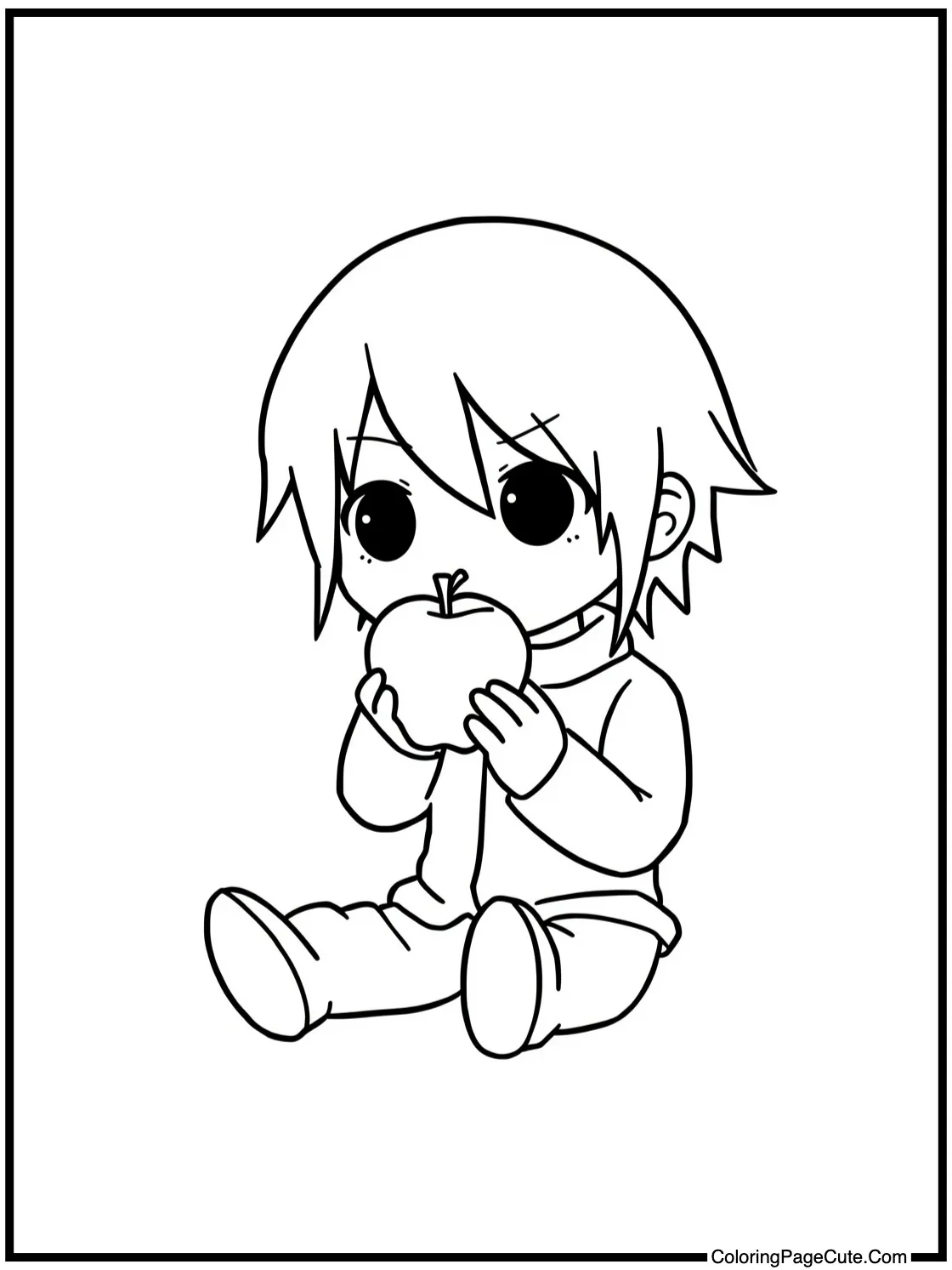 Mello eating an apple