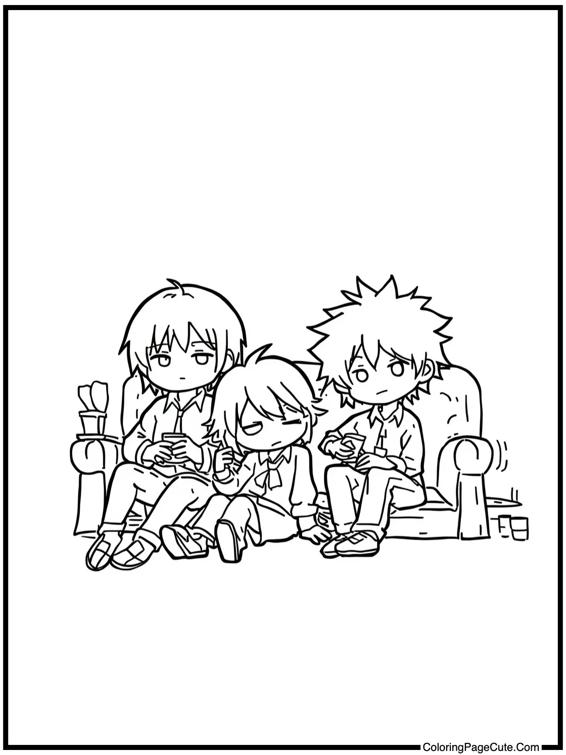 characters relaxing together