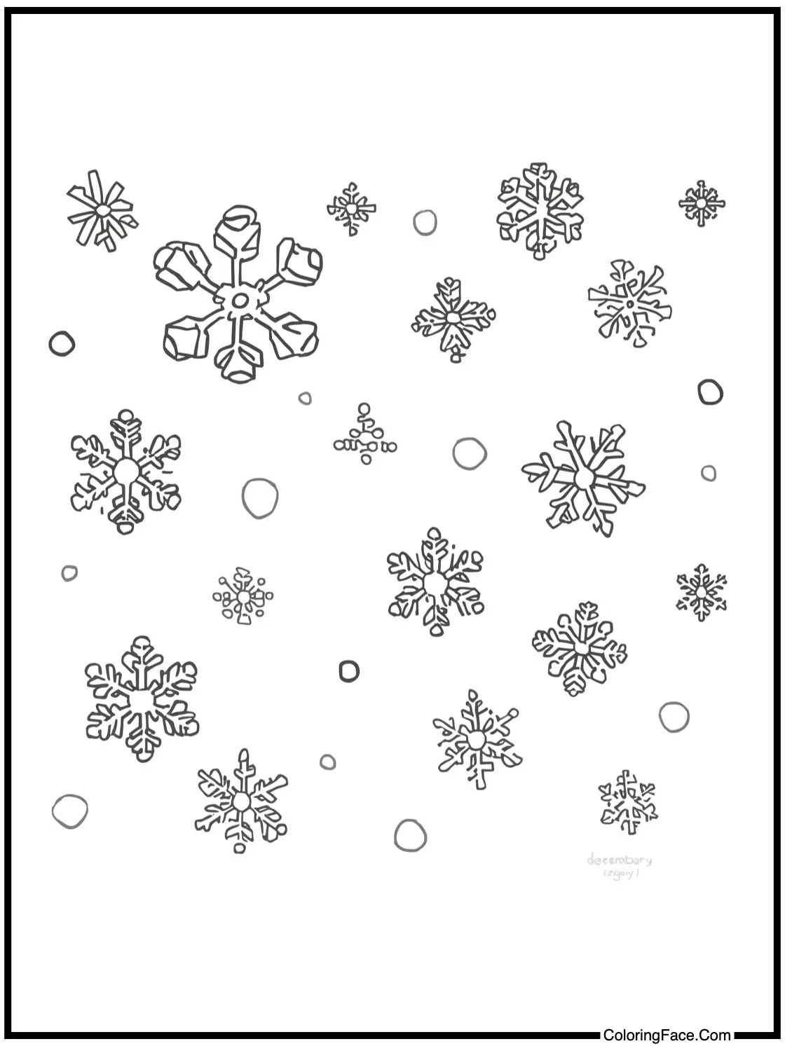 Sparkling snowflakes falling.