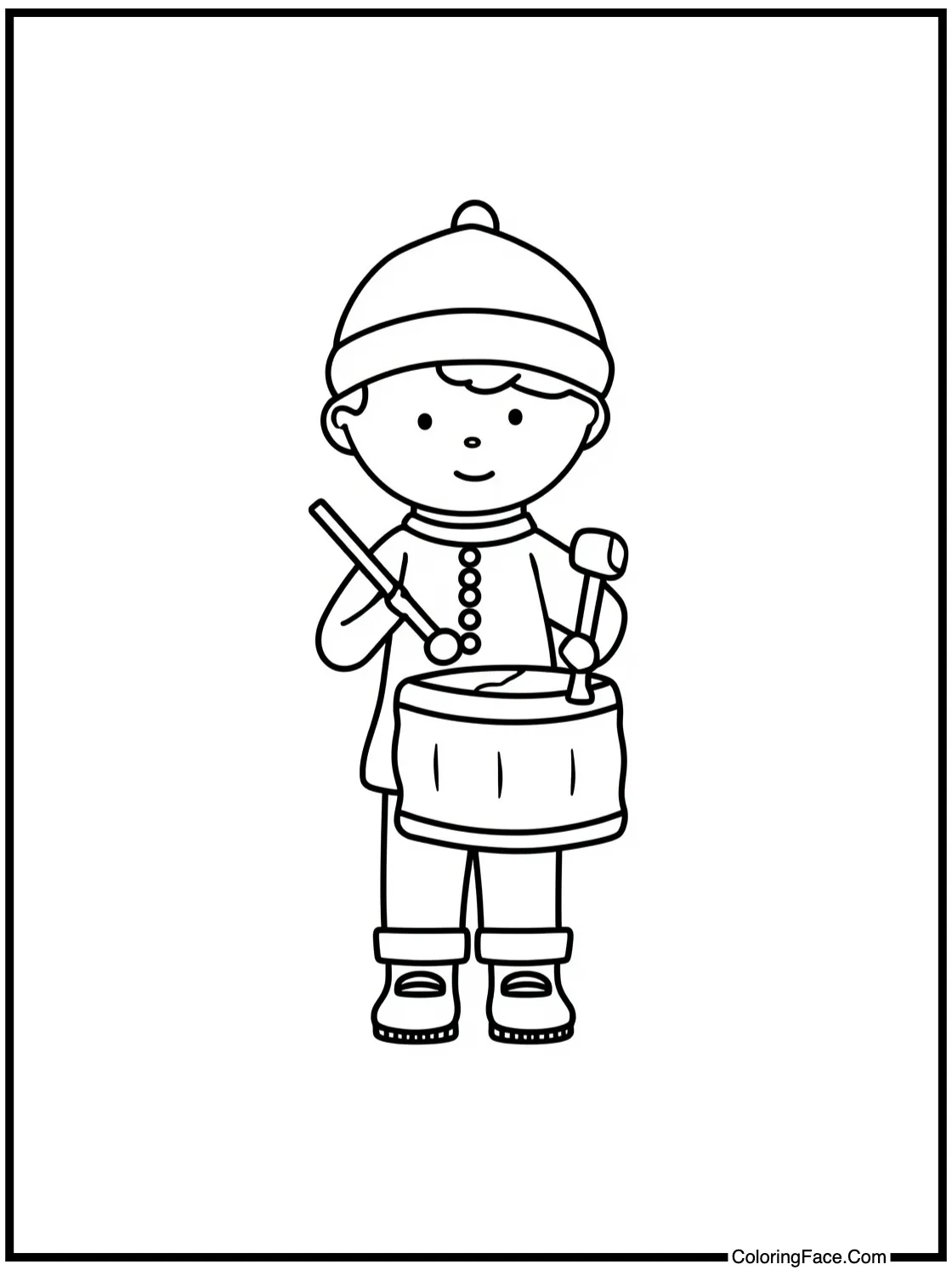 Drummer boy playing.