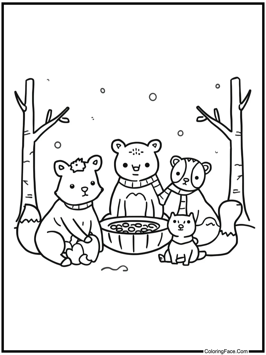 Winter animals gathering.