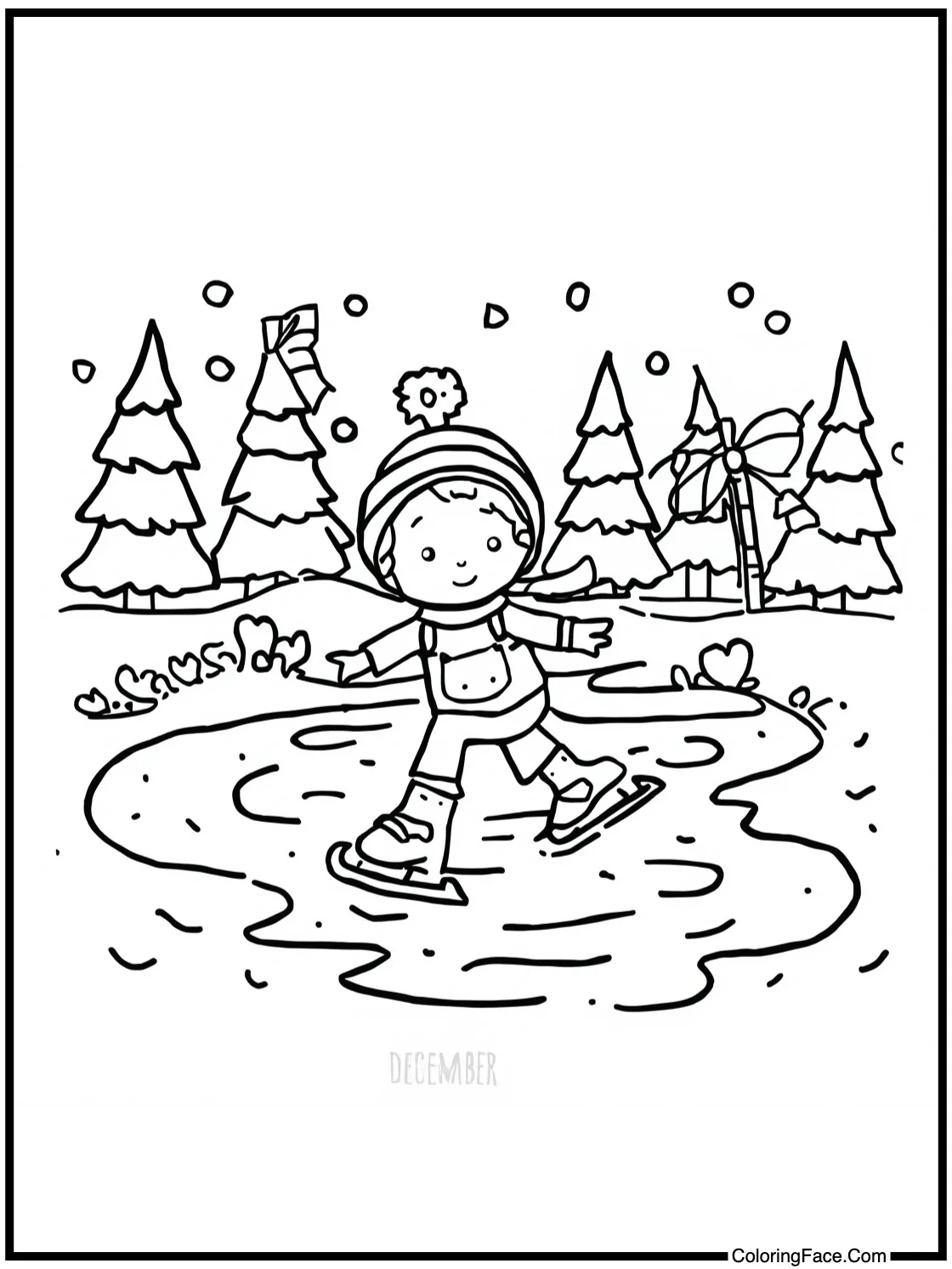 Skating on pond.