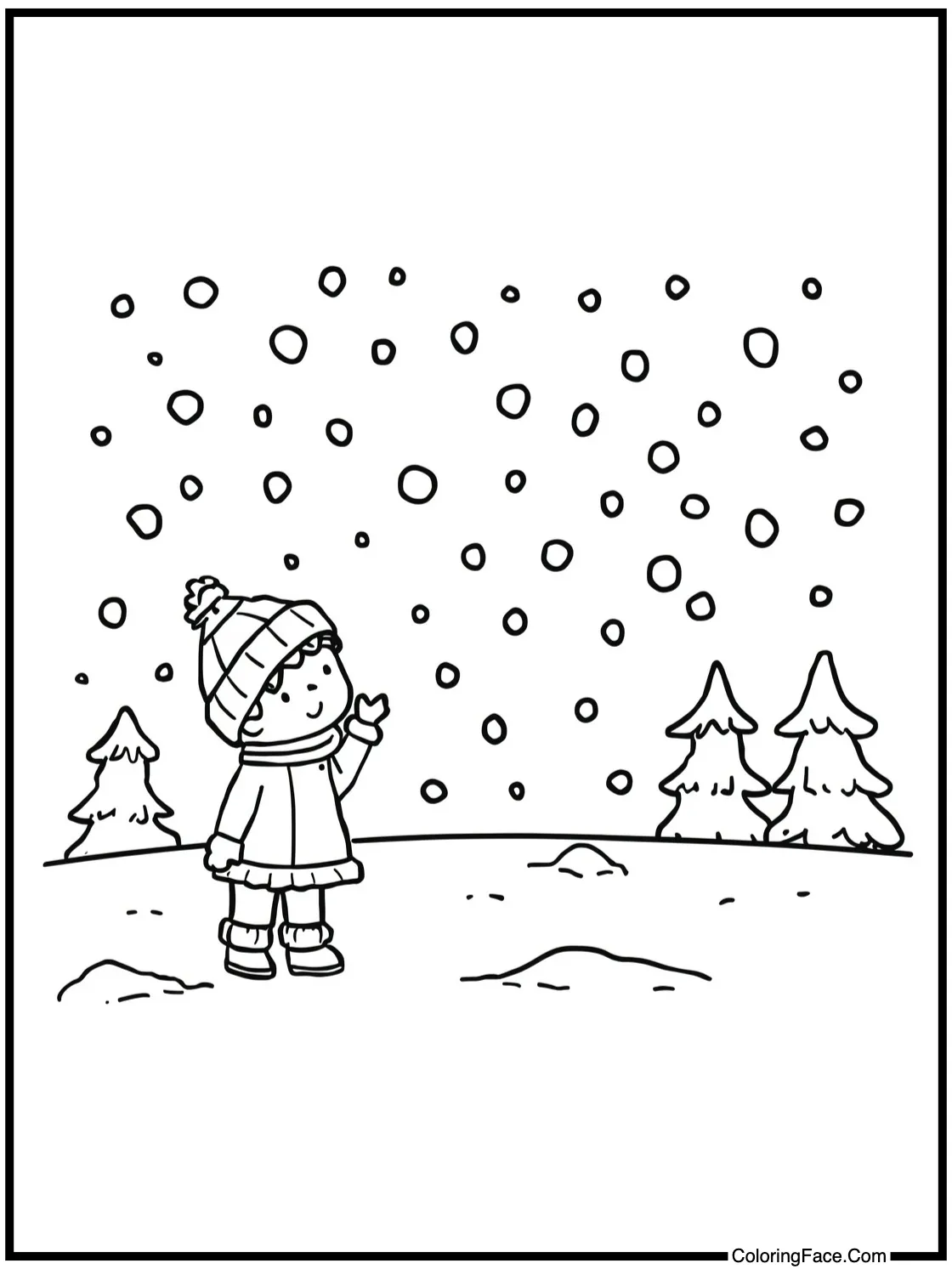 Watching falling snow.