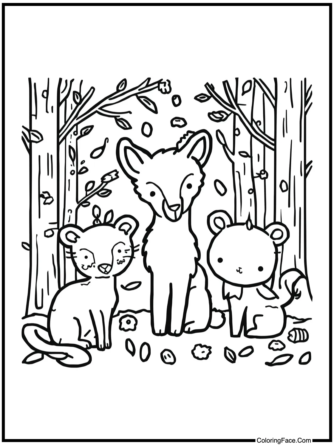 Forest animals playing.