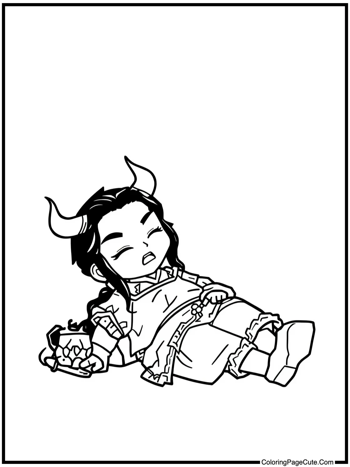 Nezuko relaxing peacefully.