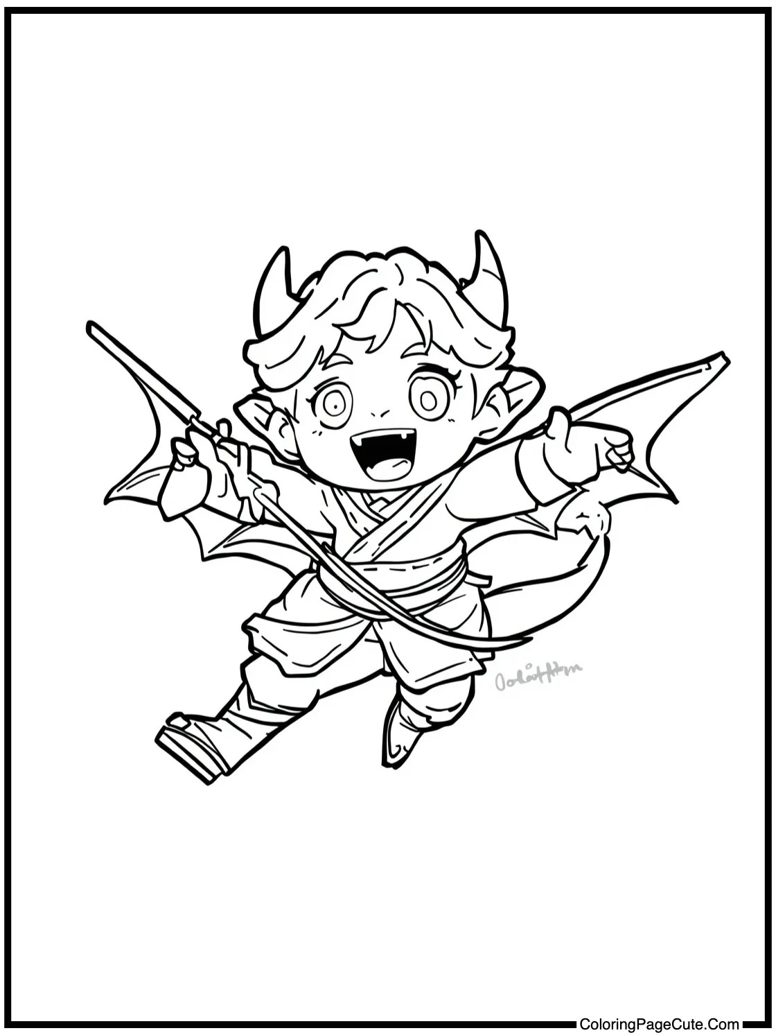 Chuntaro flying happily.