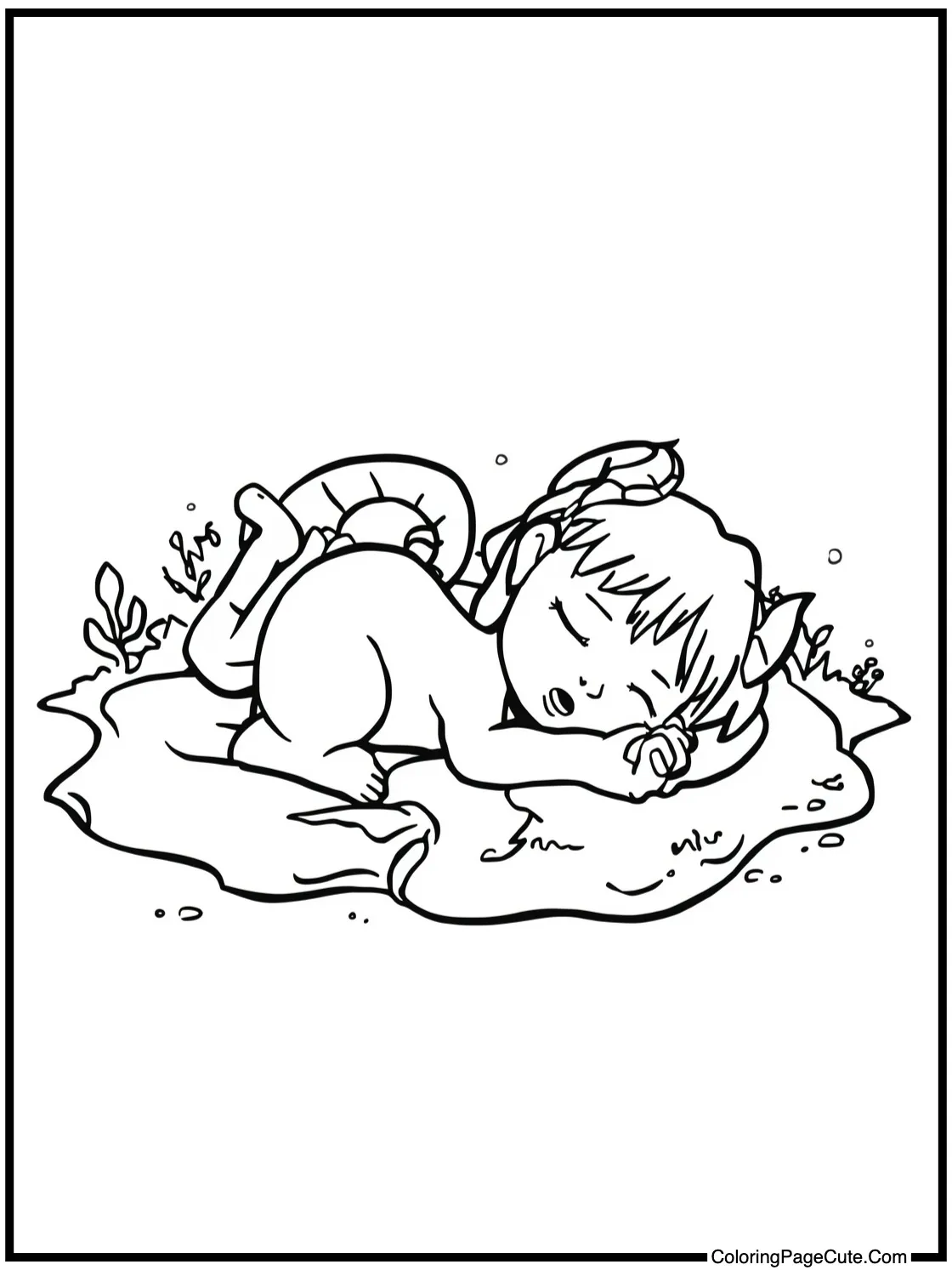 Sleeping soundly outdoors.