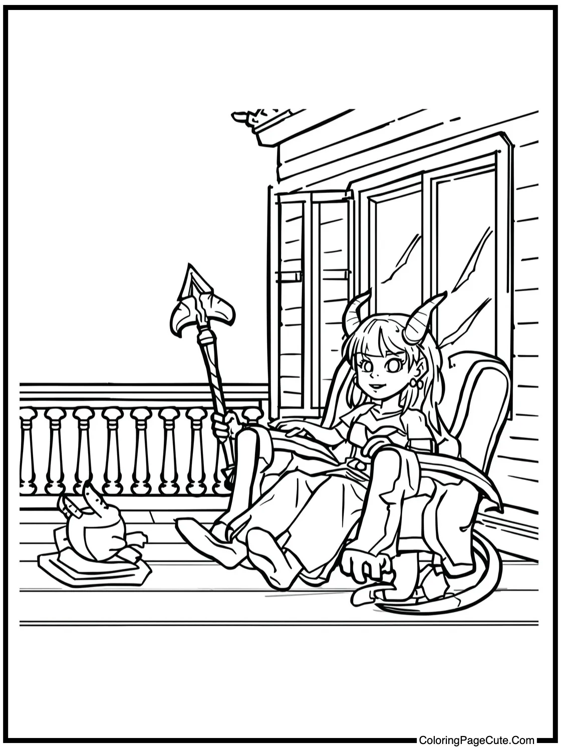 Relaxing on veranda.