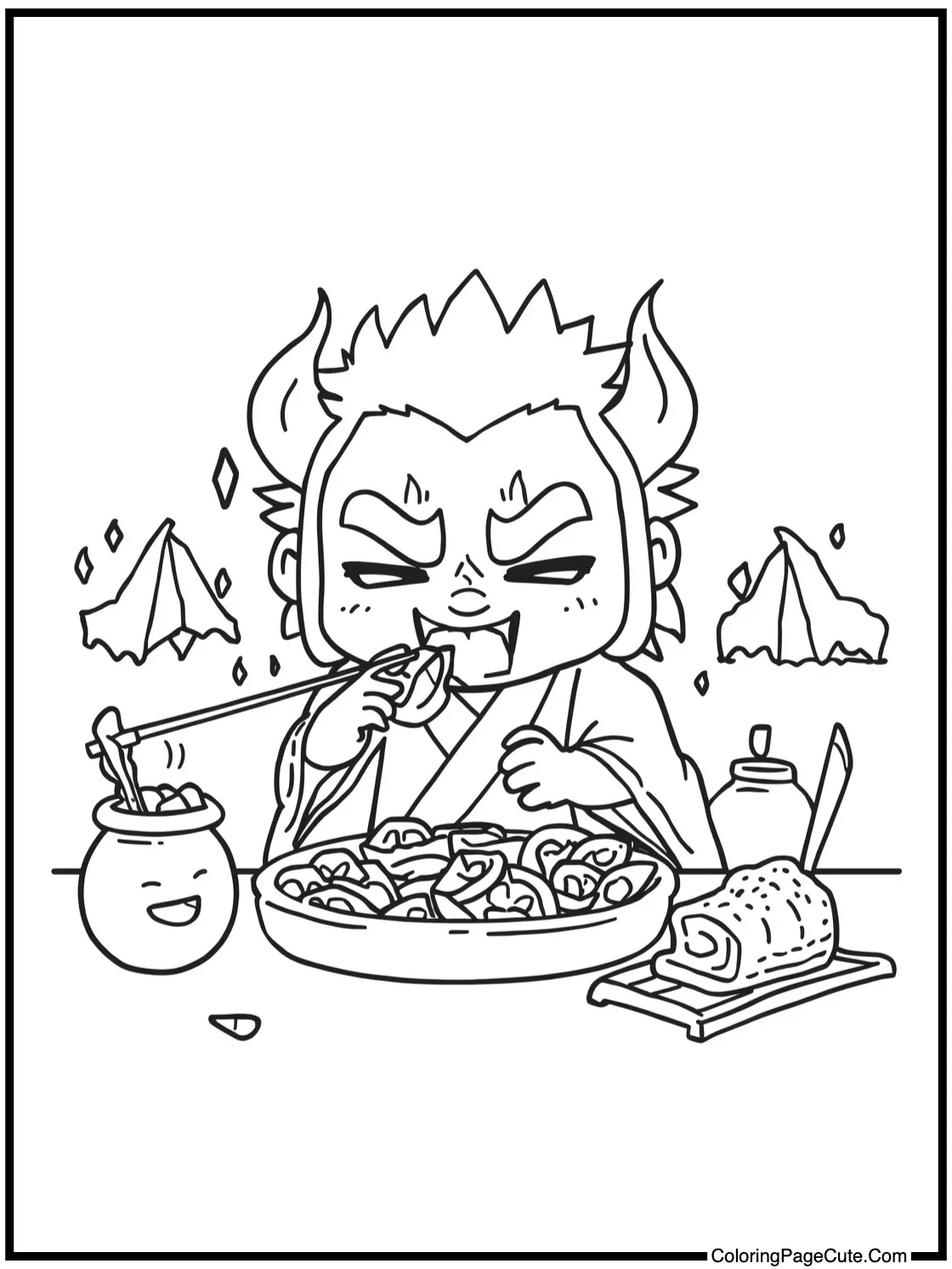 Rengoku enjoying food.