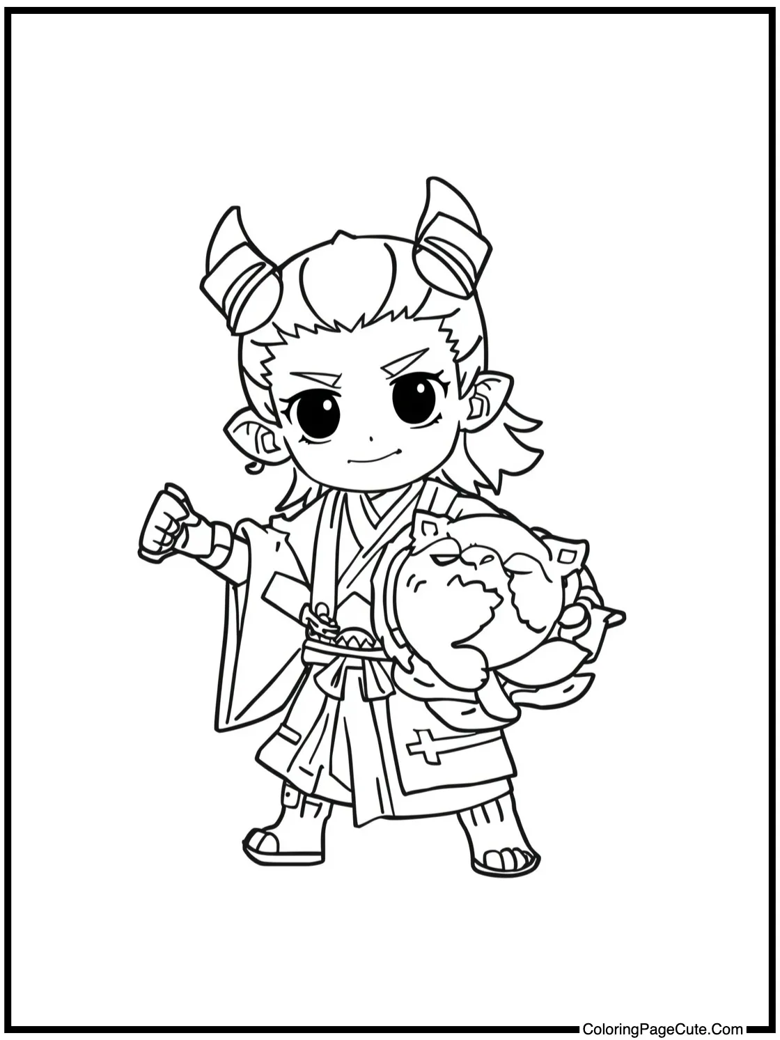 Tanjiro carrying Nezuko.