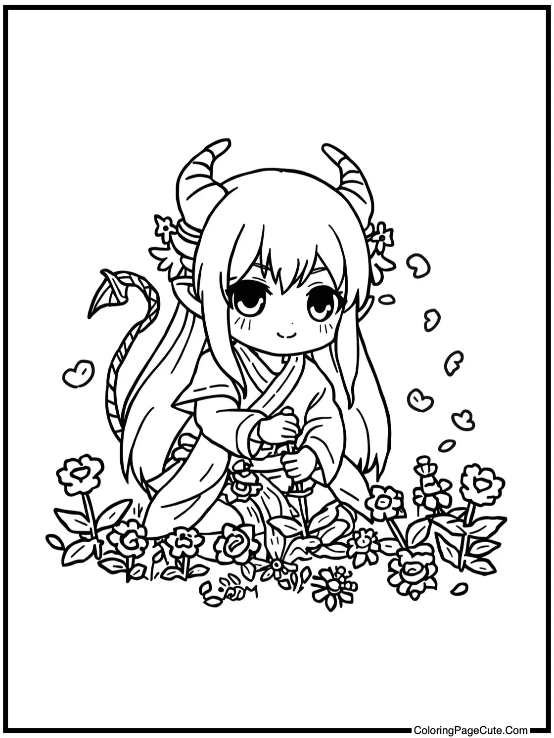 Shinobu tending flowers.