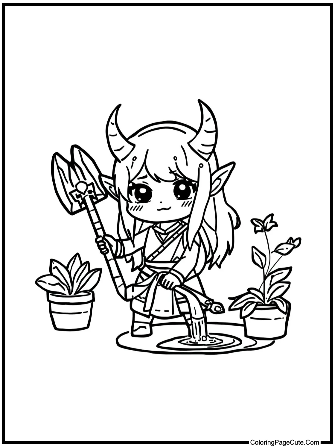 Gyomei watering plants.