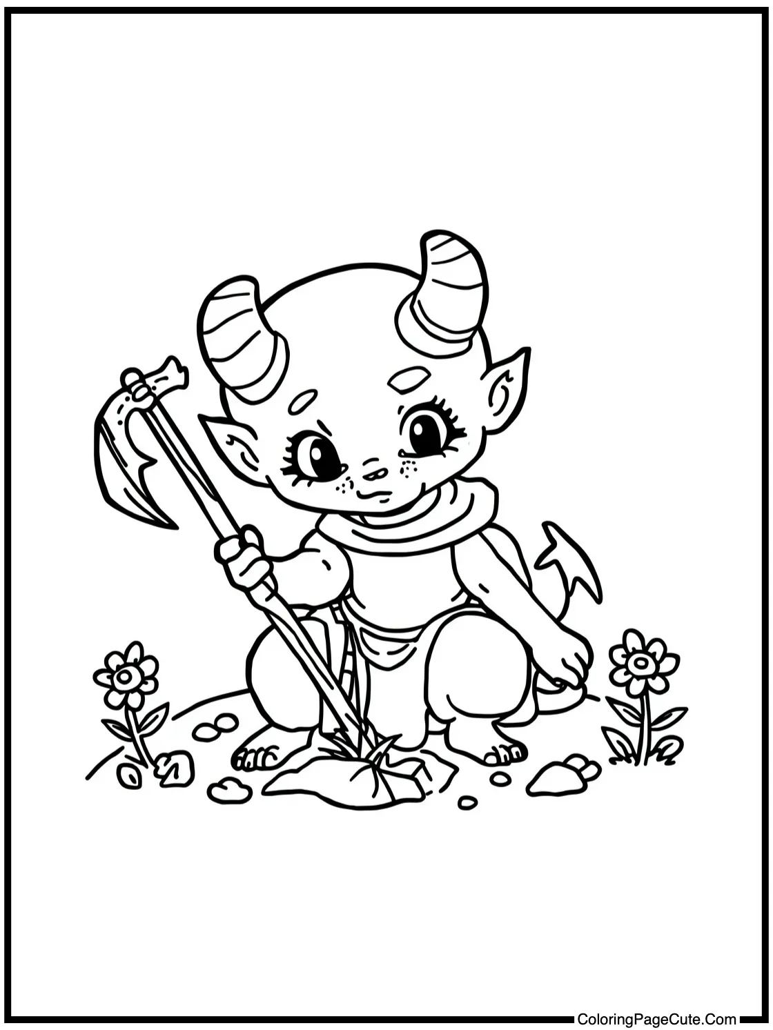 Makomo picking flowers.